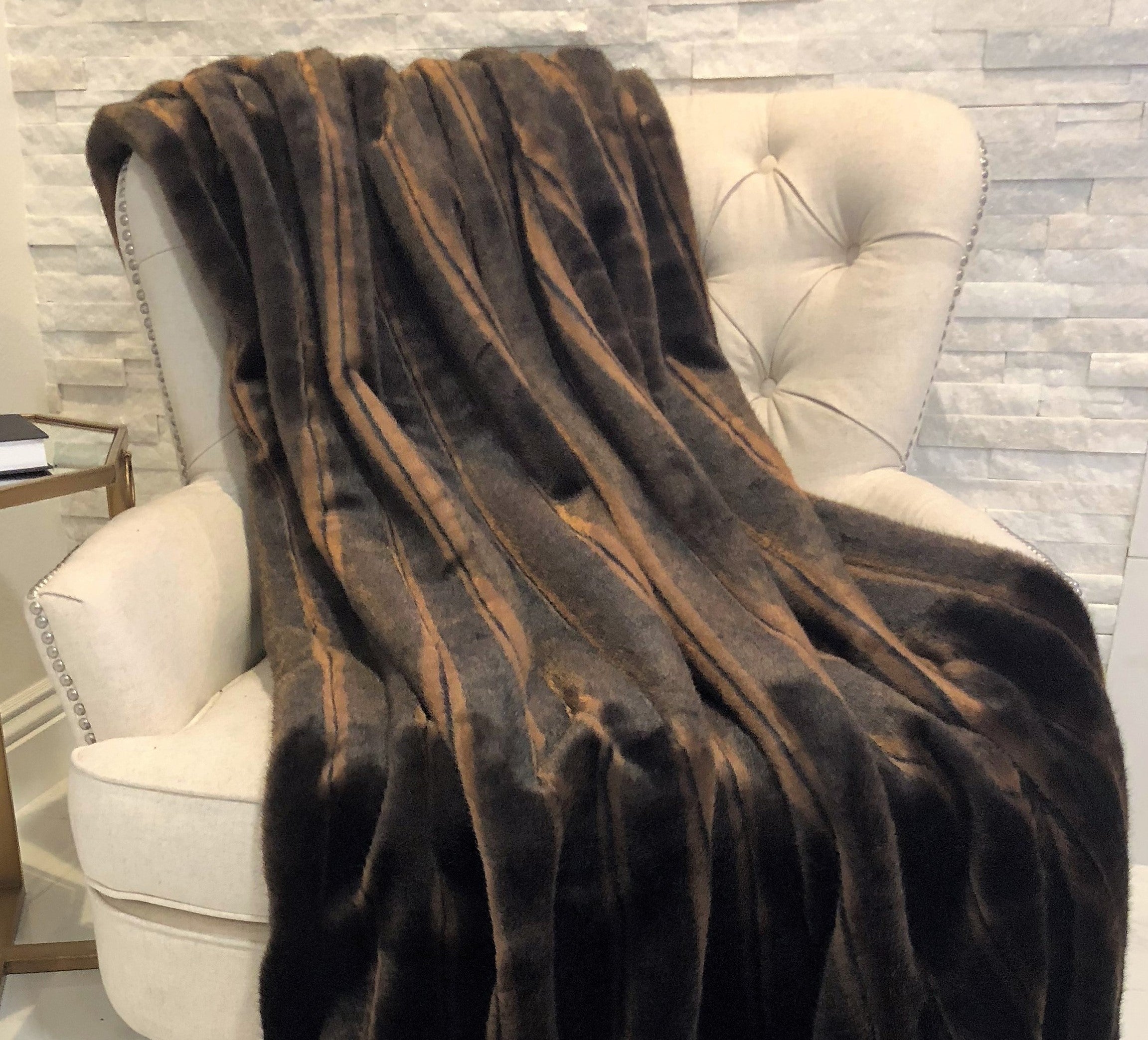 Fancy Brown Mink Handmade Luxury Throw-1