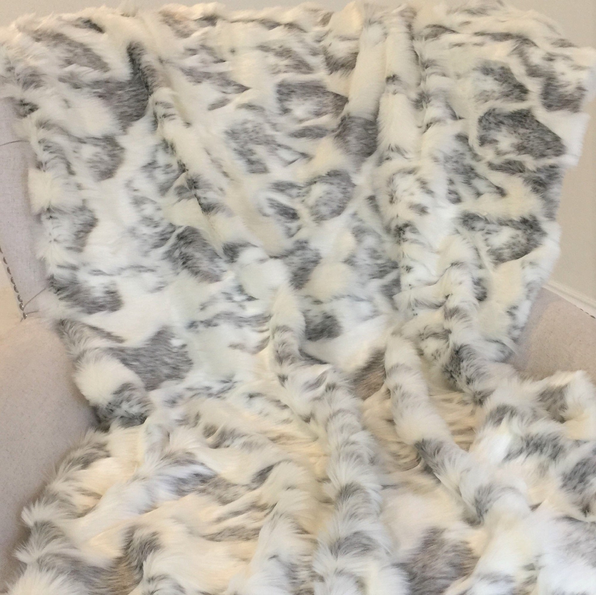 Ivory Rabbit Faux Fur Handmade Luxury Throw-2