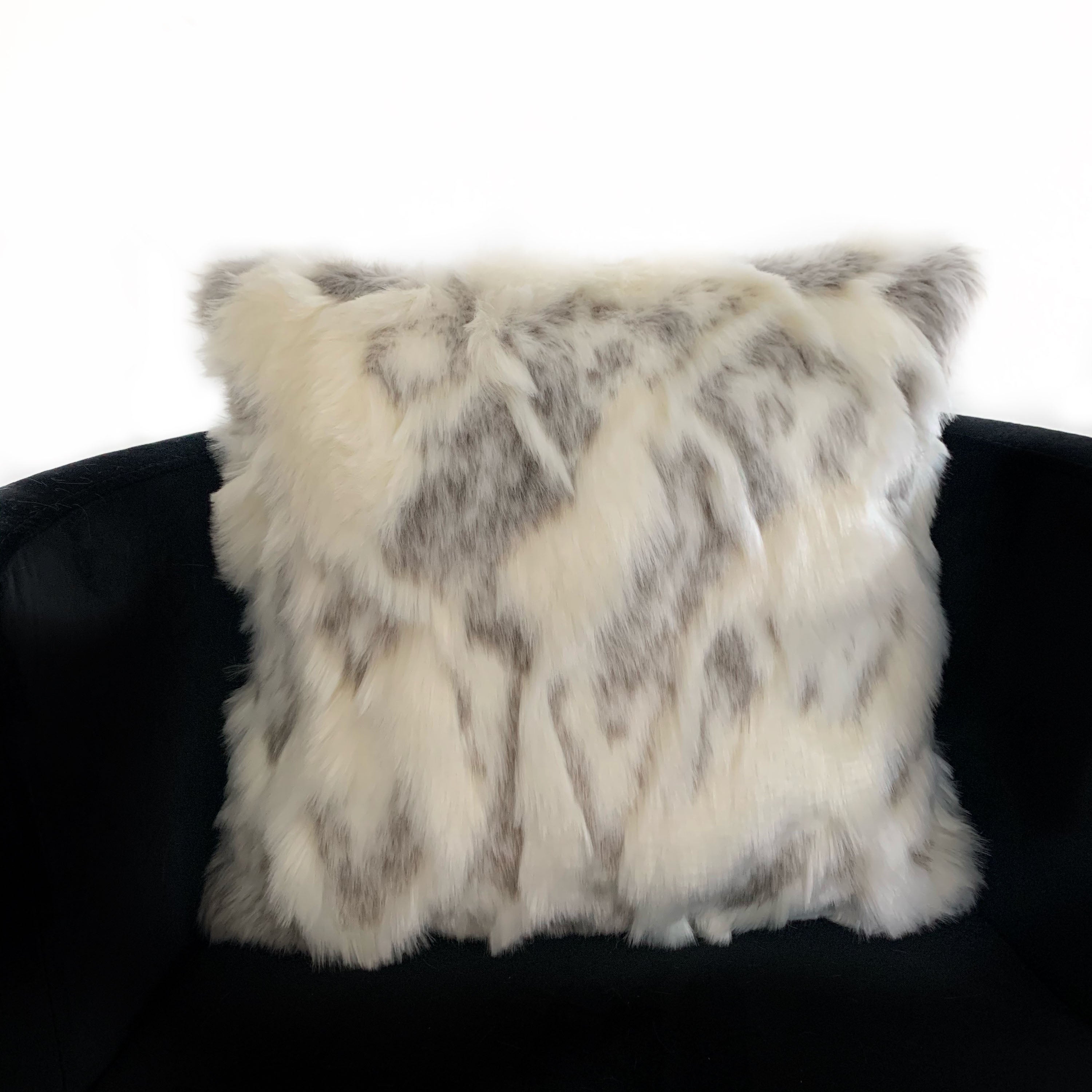 Plutus Ivory,Gray Ivory Rabbit Fur Animal Faux Fur Luxury Throw Pillow-1