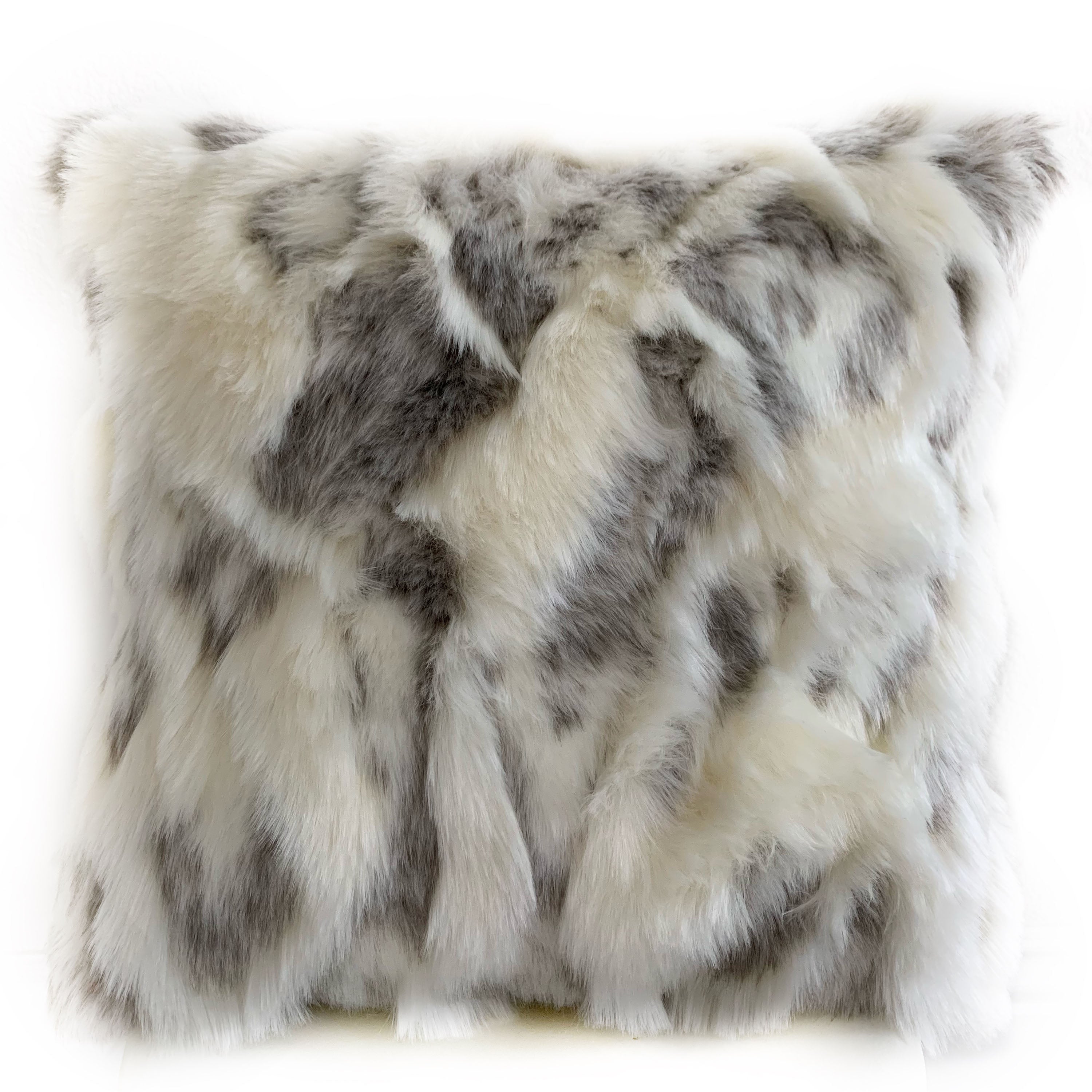 Plutus Ivory,Gray Ivory Rabbit Fur Animal Faux Fur Luxury Throw Pillow-0