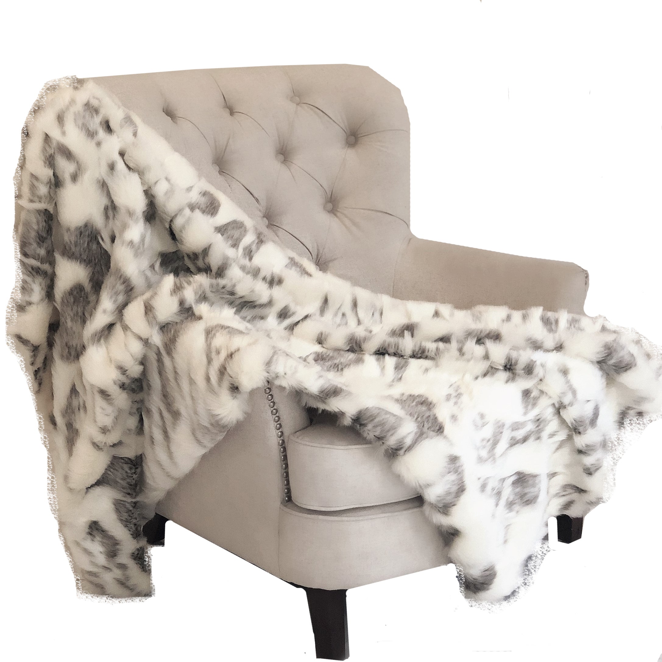 Ivory Rabbit Faux Fur Handmade Luxury Throw-0