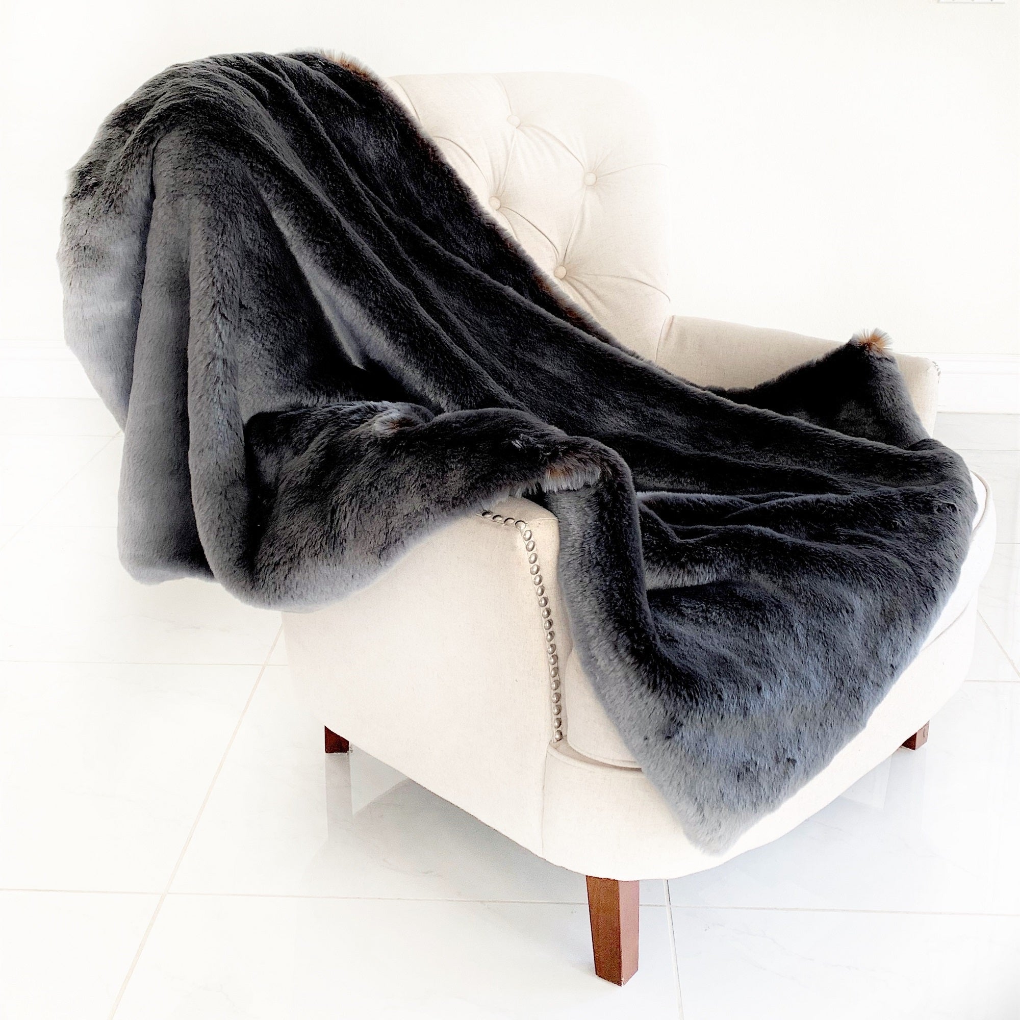 Two Tone Gray/Amber Handmade Luxury Throw-1