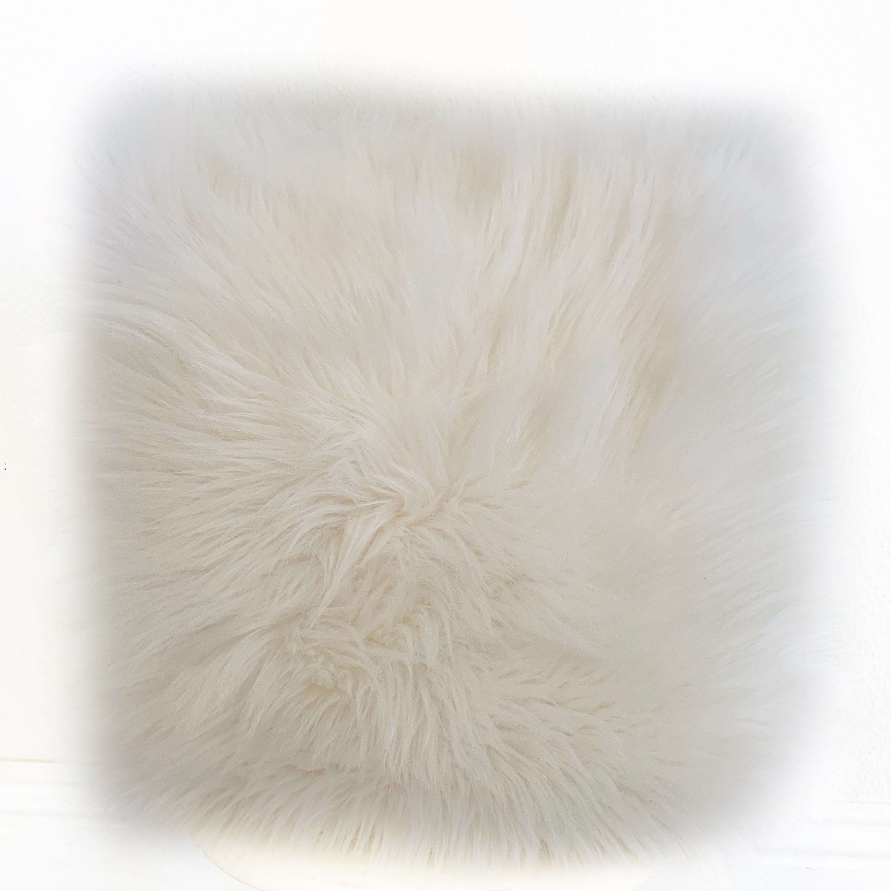 Plutus Off White Mongolian Fur Off White Animal Faux Fur Luxury Throw Pillow-0