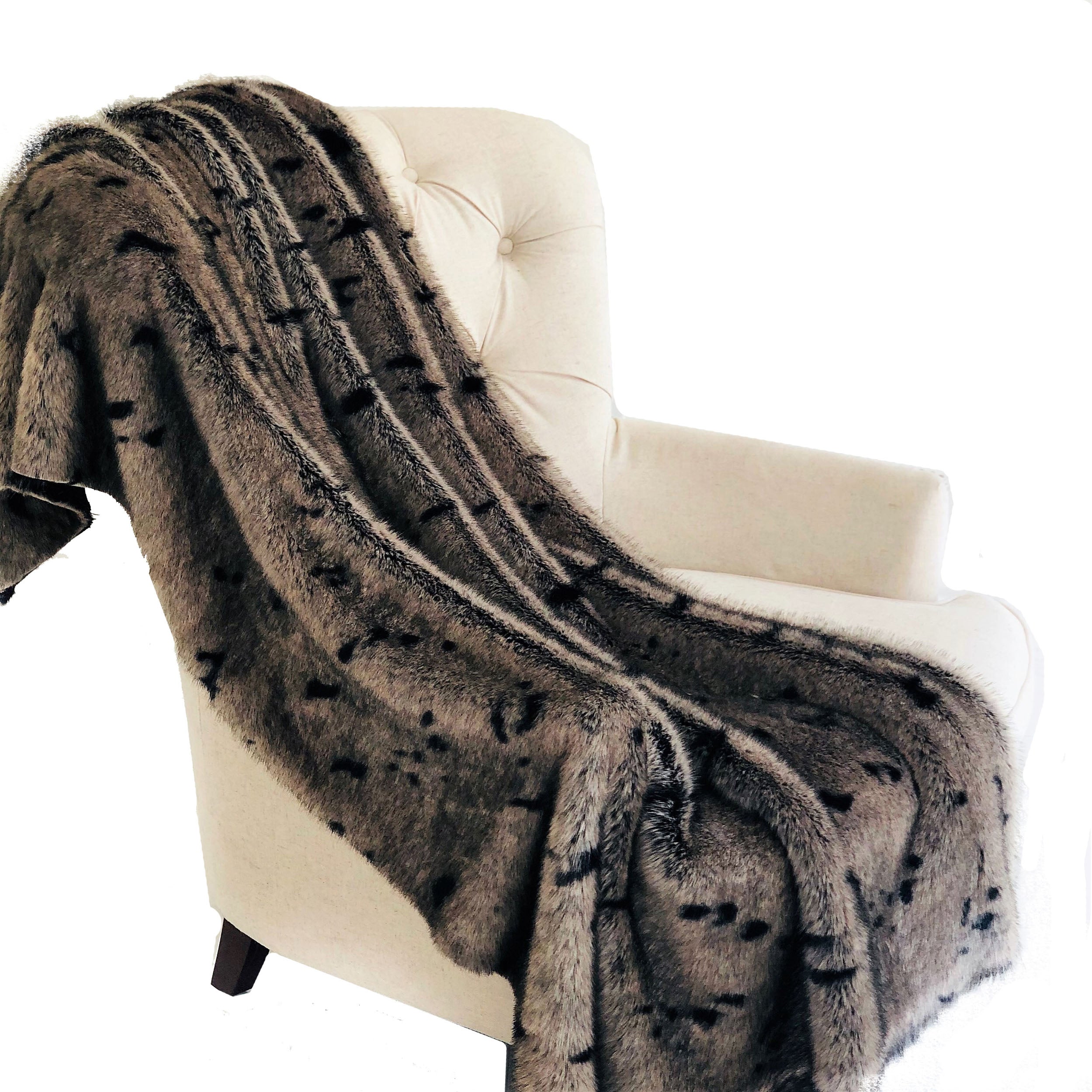 Gunmetal Gray Tones Tissavel Faux Fur Luxury Throw-0