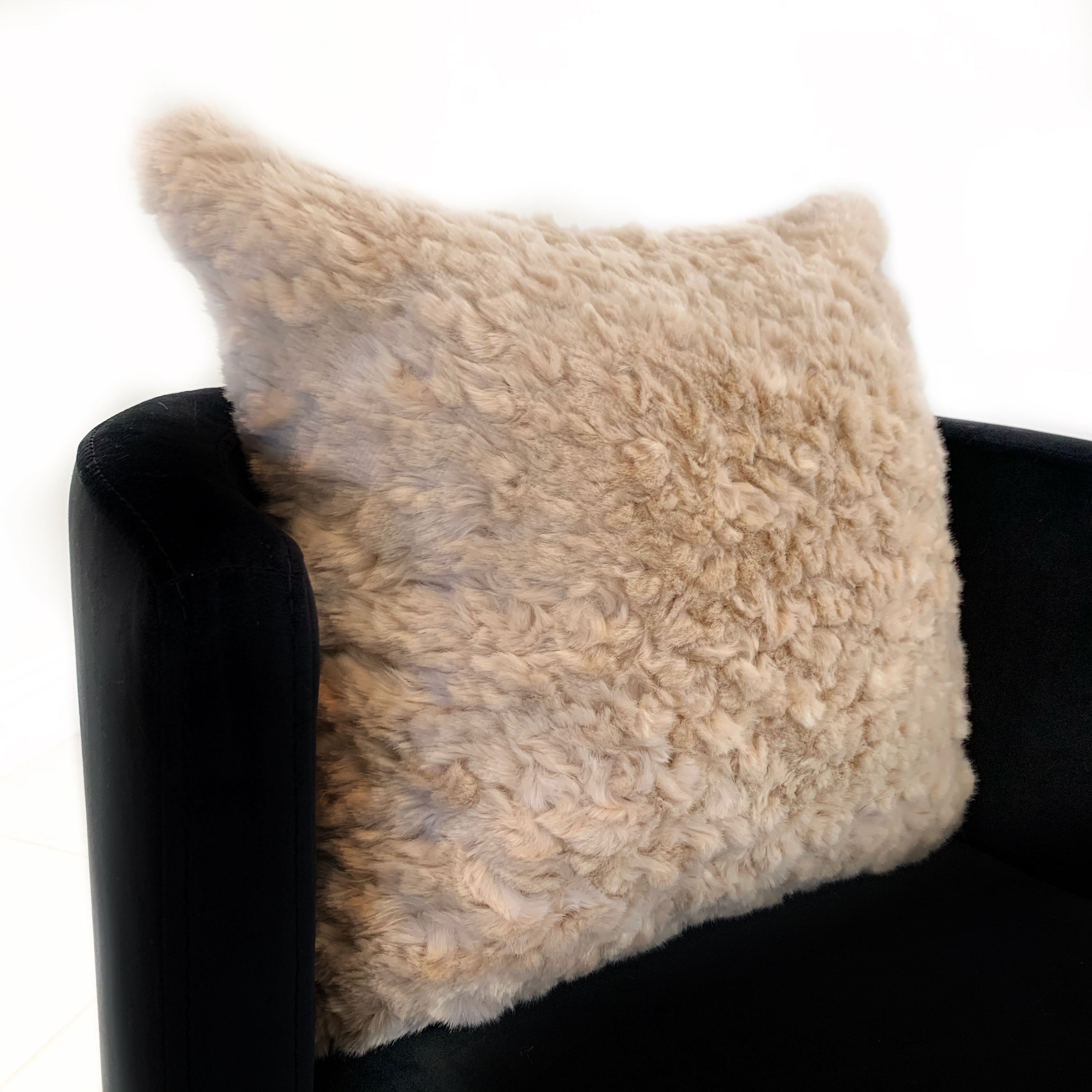 Plutus Champagne Persian Chila Animal Faux Fur Luxury Throw Pillow-2