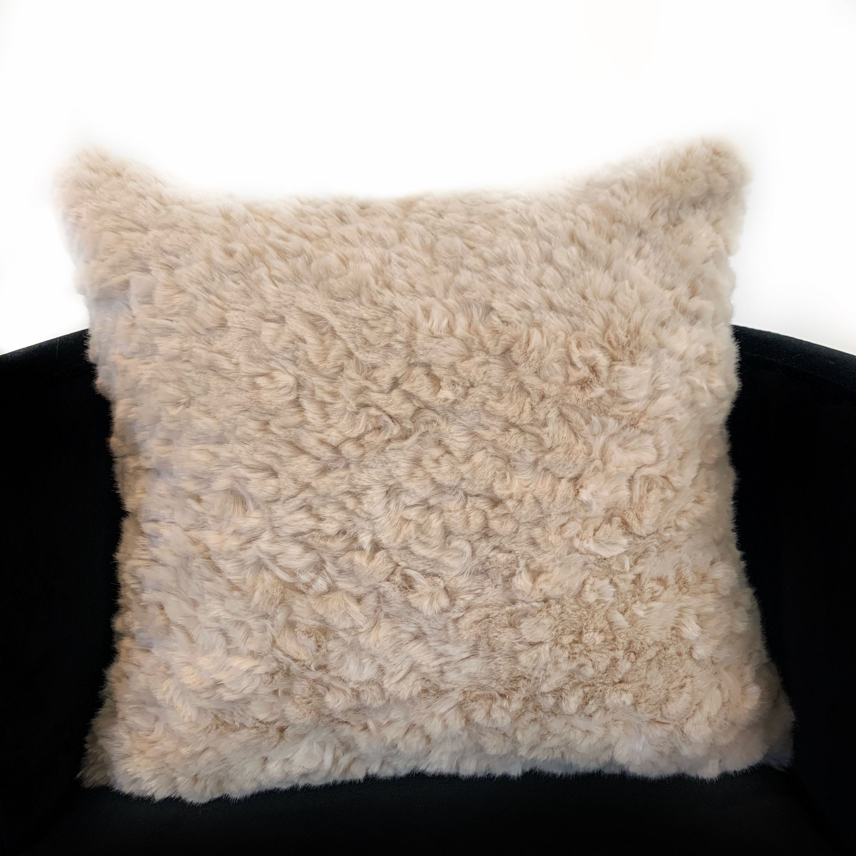 Plutus Champagne Persian Chila Animal Faux Fur Luxury Throw Pillow-1