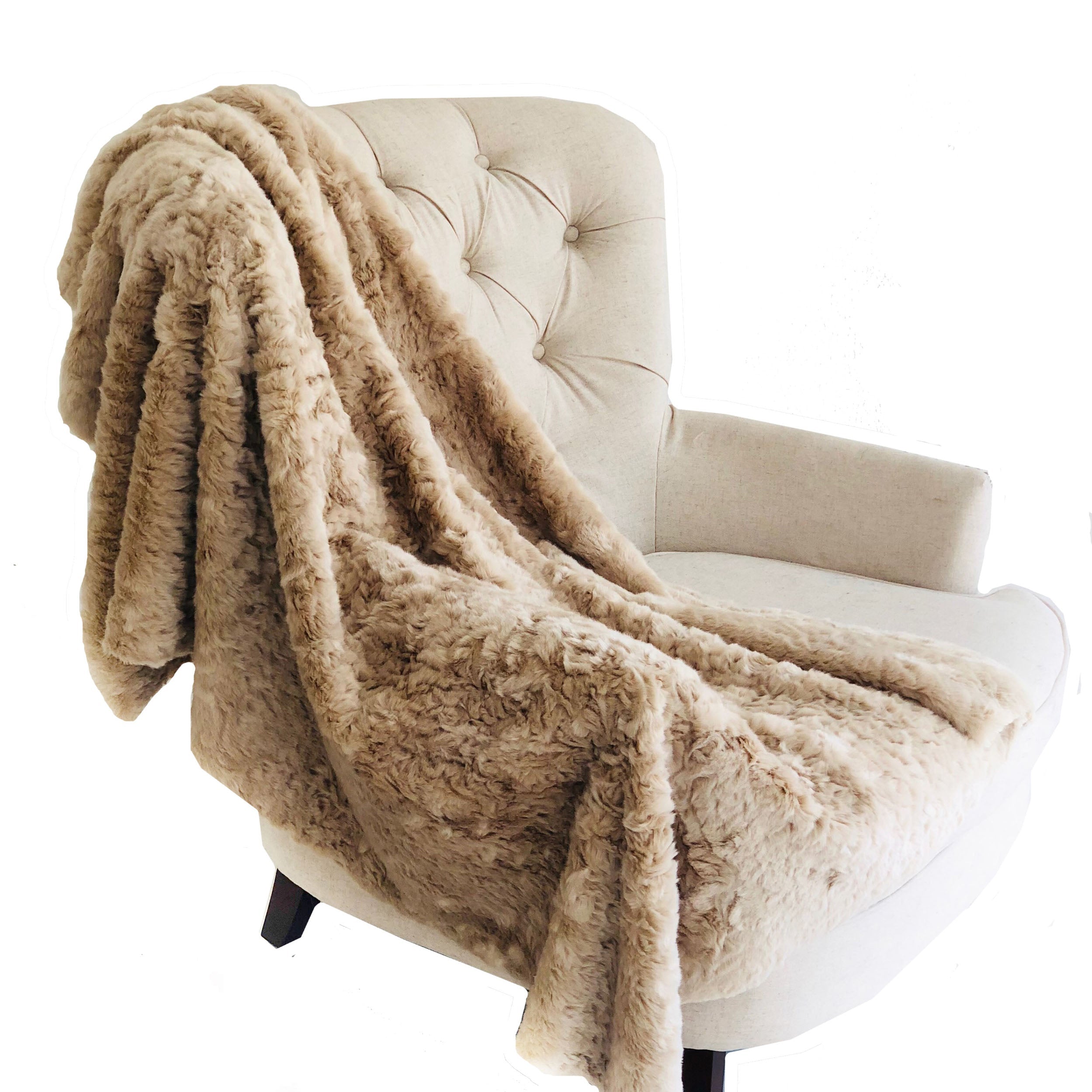 Champagne Persian Chilla Faux Fur Handmade Luxury Throw-0