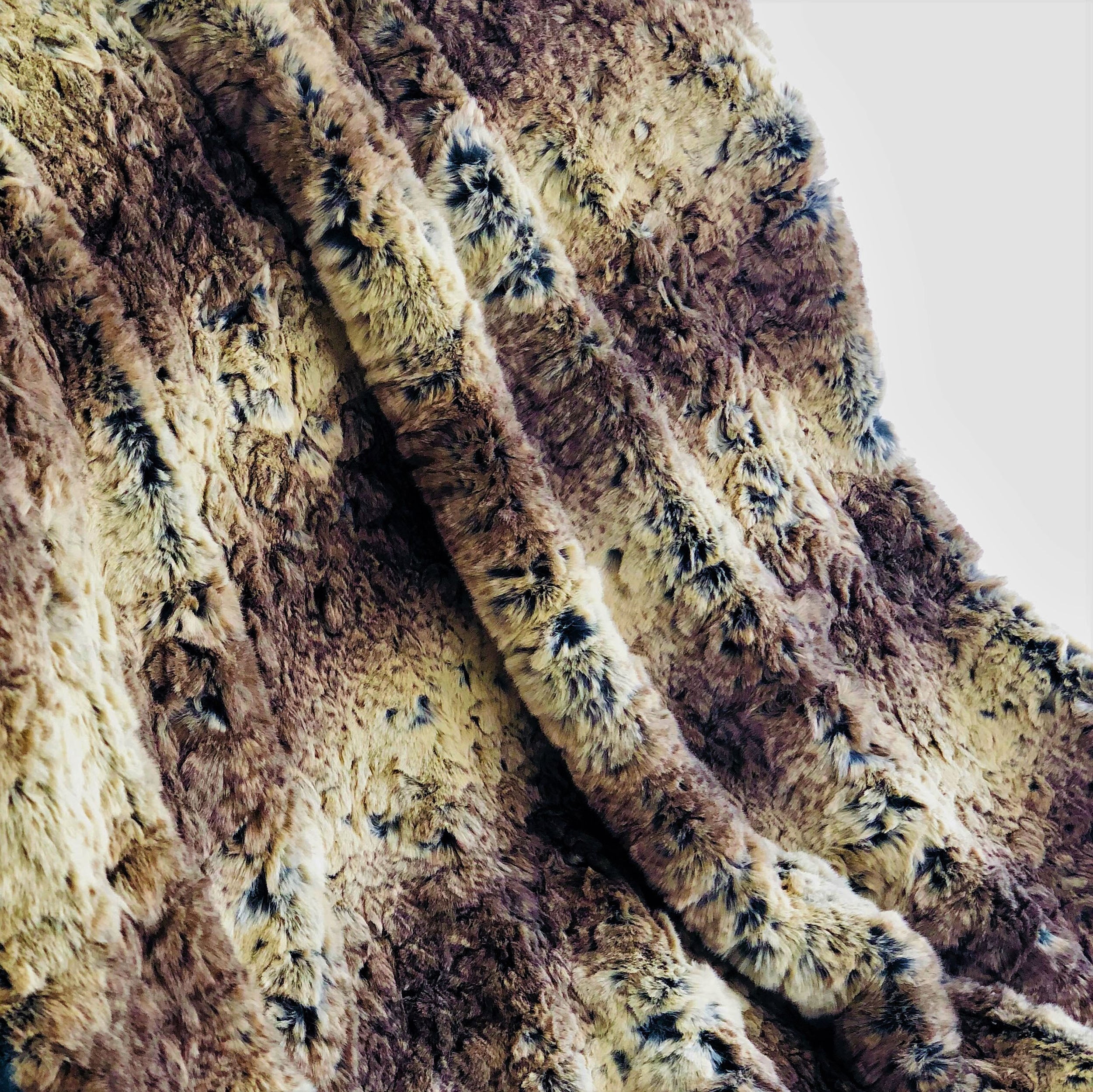 Beige and Brown Chinchilla Faux Fur Luxury Throw-2