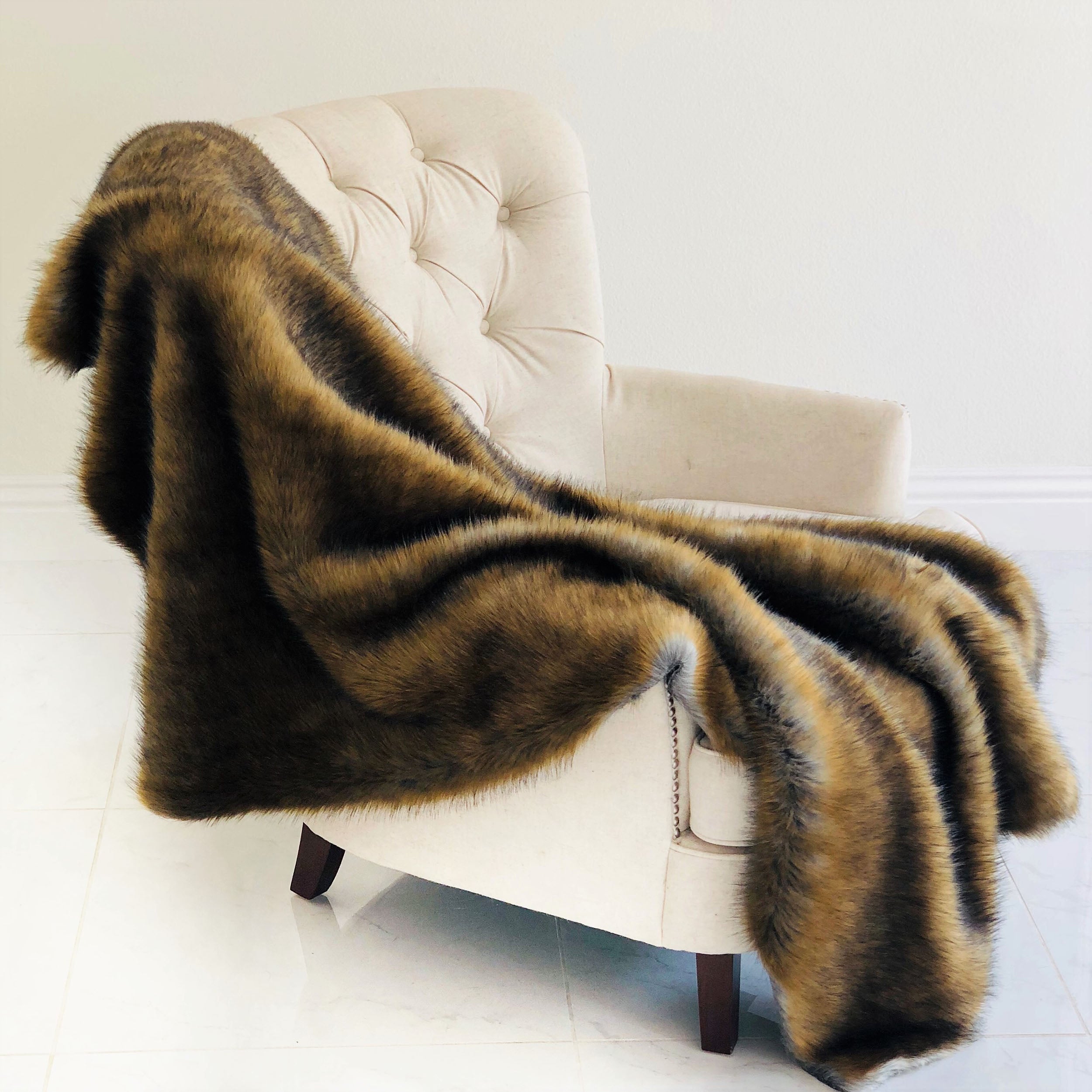 Brown and Grey Wild Grizzly Bear Faux Fur Luxury Throw-1