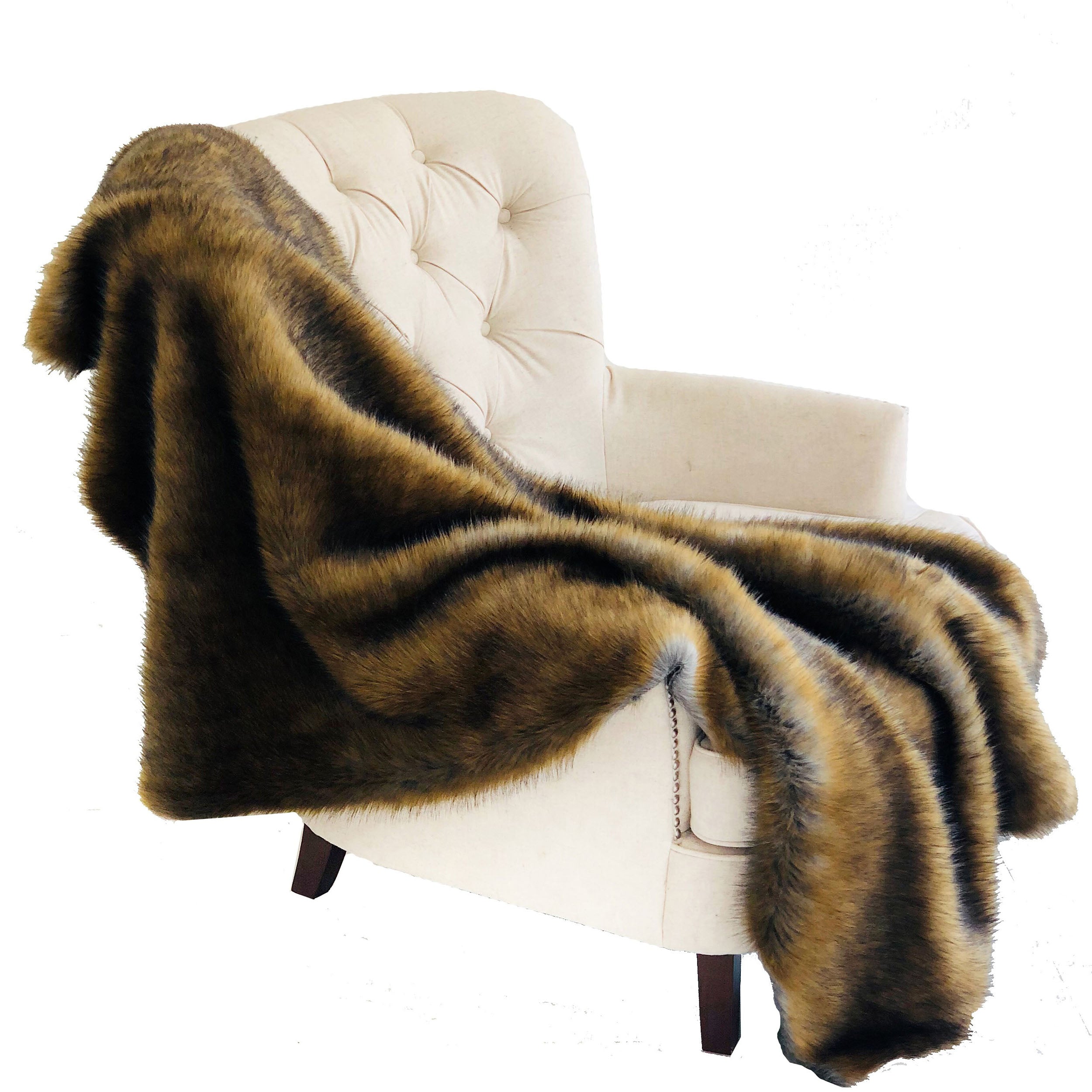 Brown and Grey Wild Grizzly Bear Faux Fur Luxury Throw-0