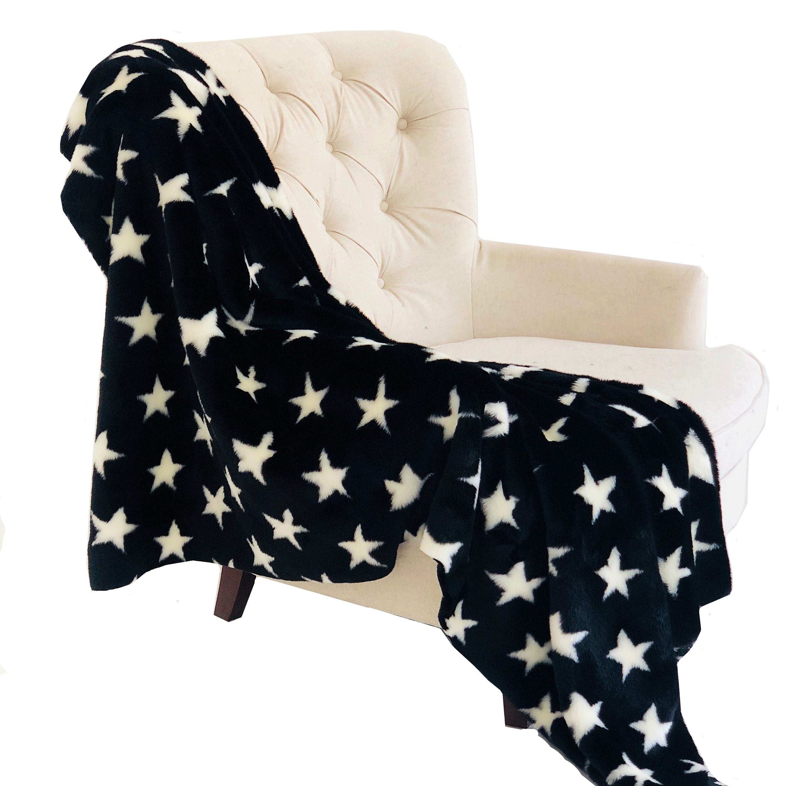 Black and White Stars Soft Handmade Luxury Throw-0