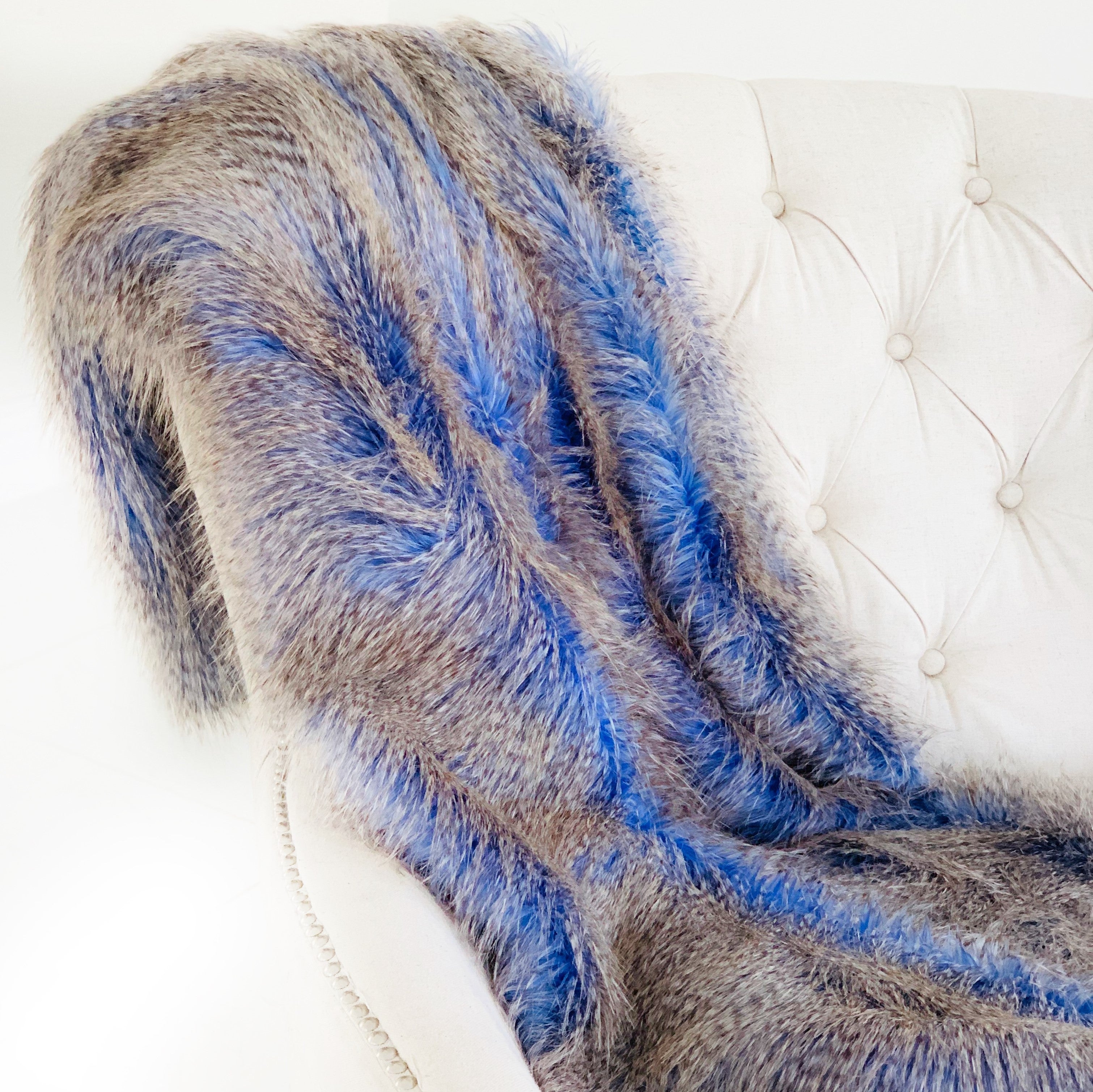 Plush Azure Jean Handmade Luxury Faux Fur Throw-1