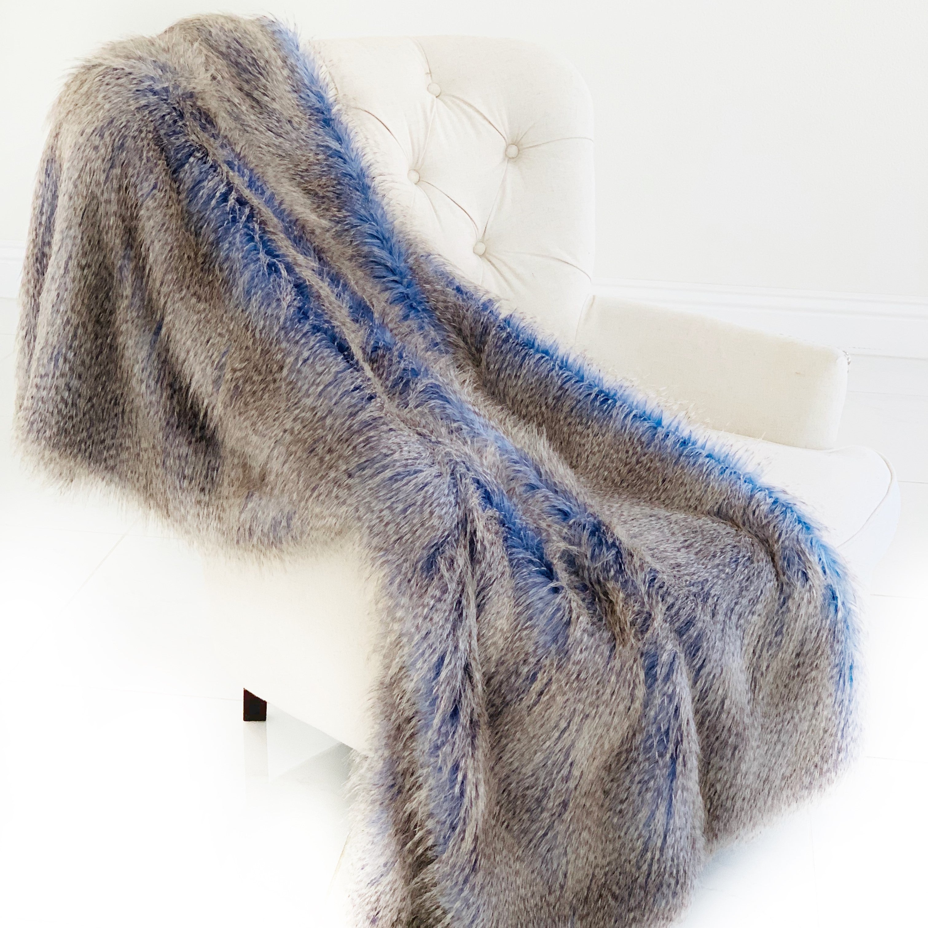 Plush Azure Jean Handmade Luxury Faux Fur Throw-0