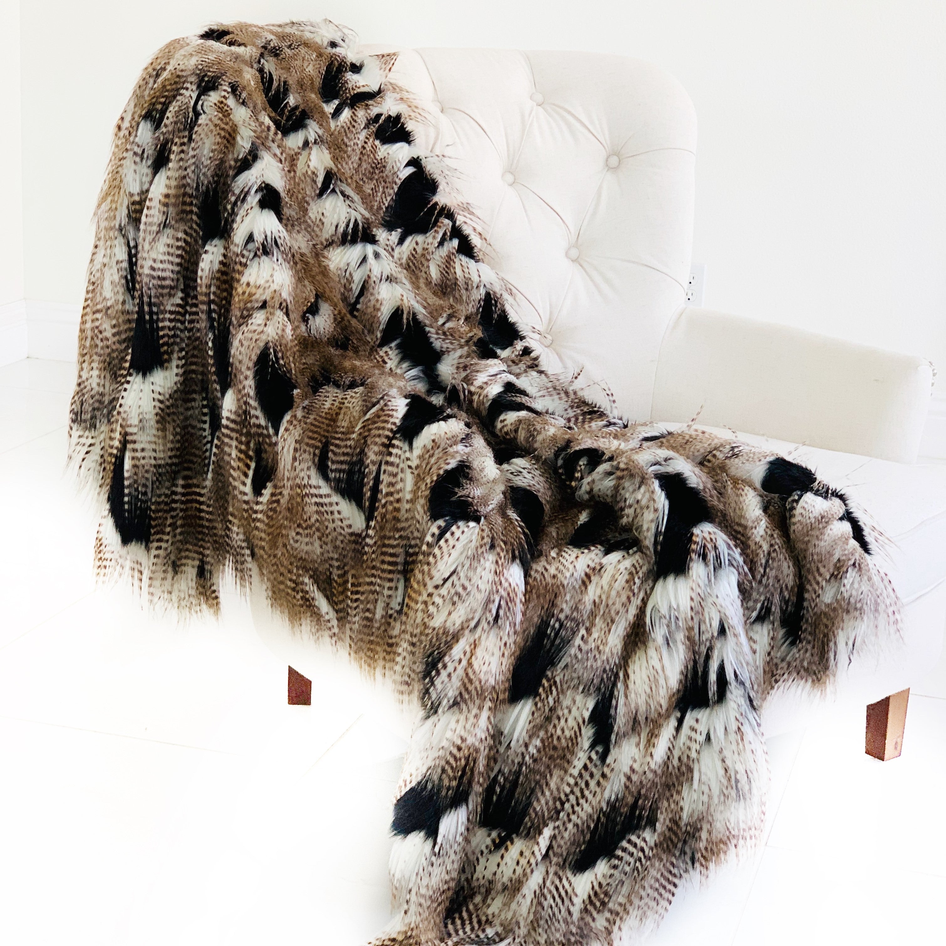 Black and Gold Fancy Rococo Plush Handmade Luxury Faux Fur Throw-0