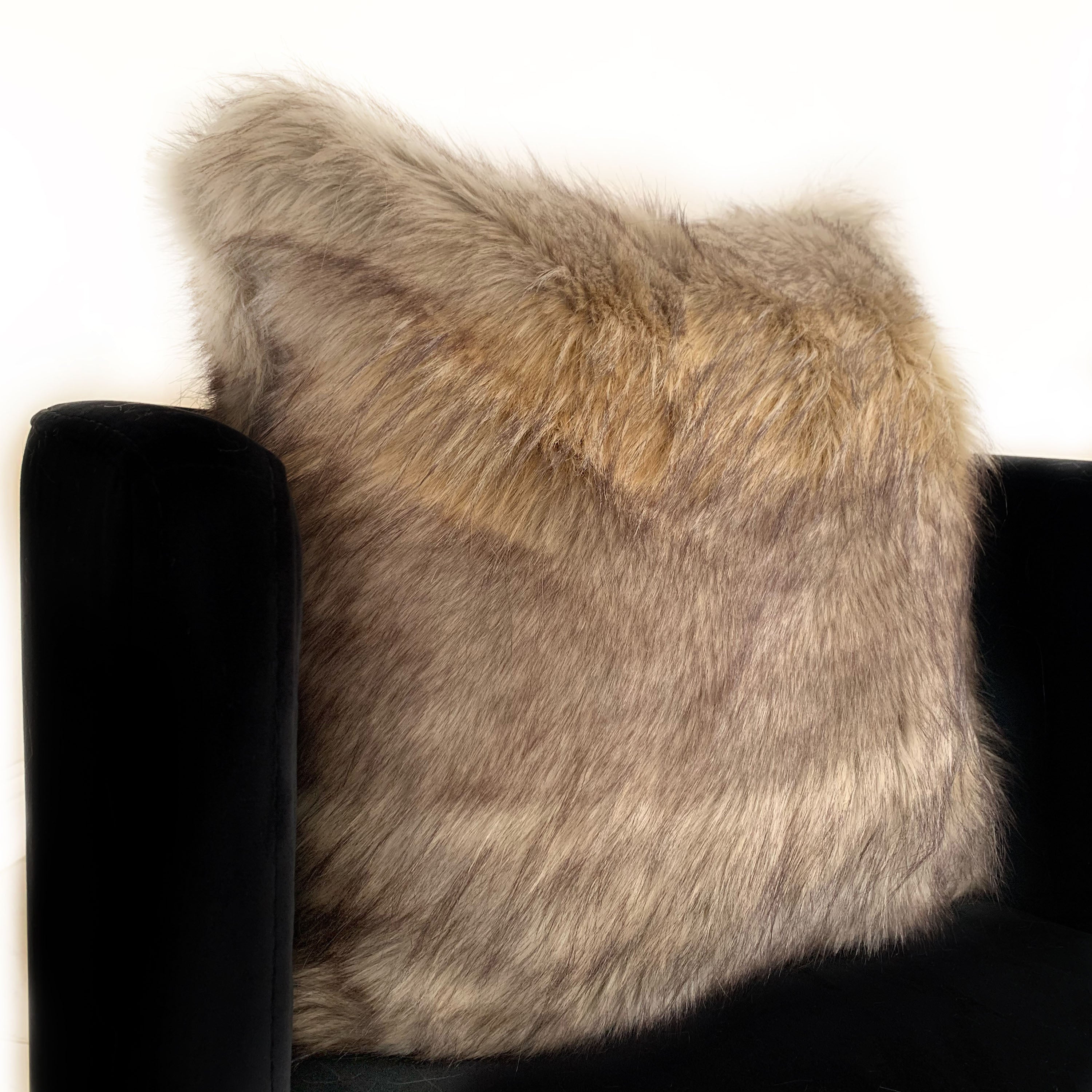 Plutus Gray Wolverine Pelage Animal Faux Fur Luxury Throw Pillow-1