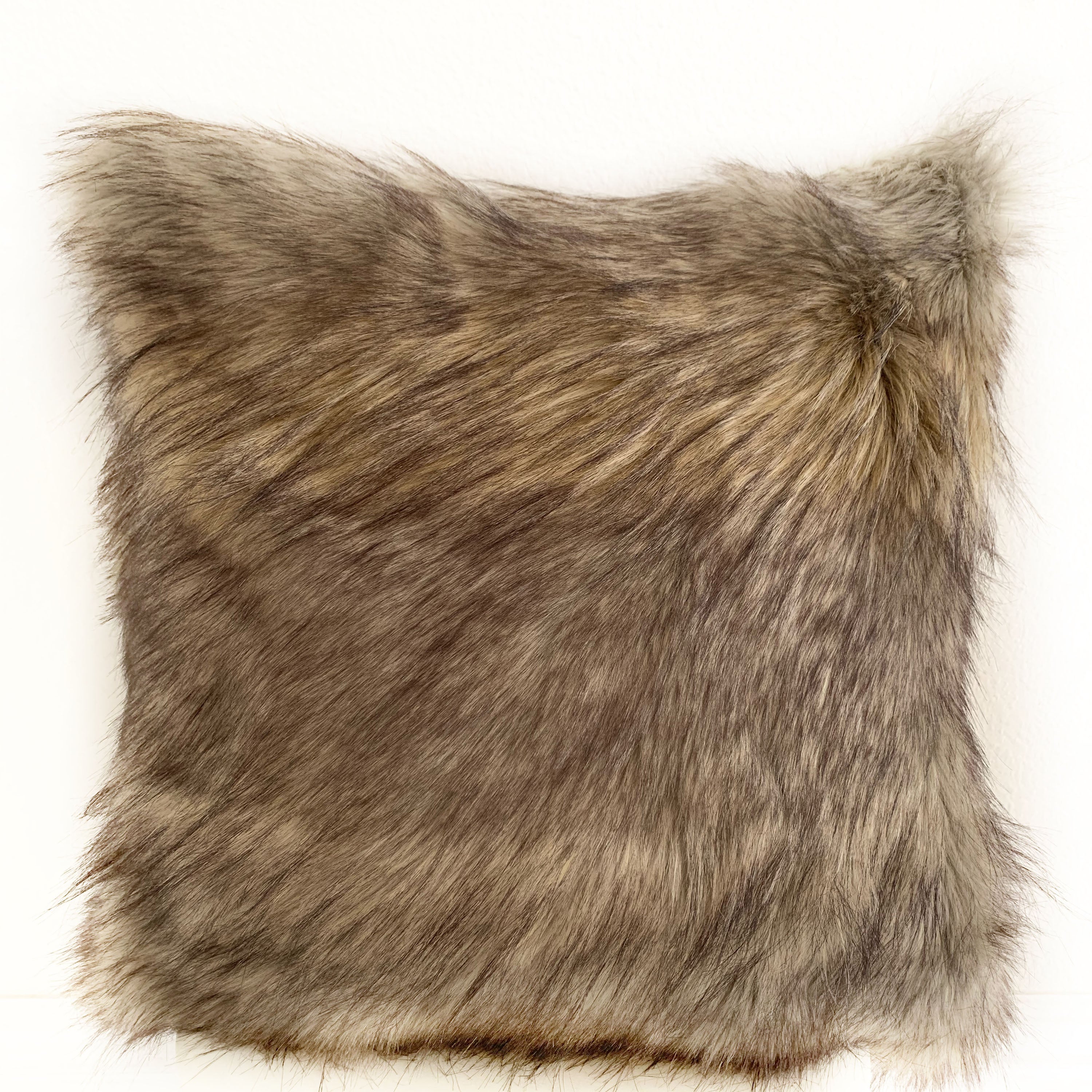 Plutus Gray Wolverine Pelage Animal Faux Fur Luxury Throw Pillow-0