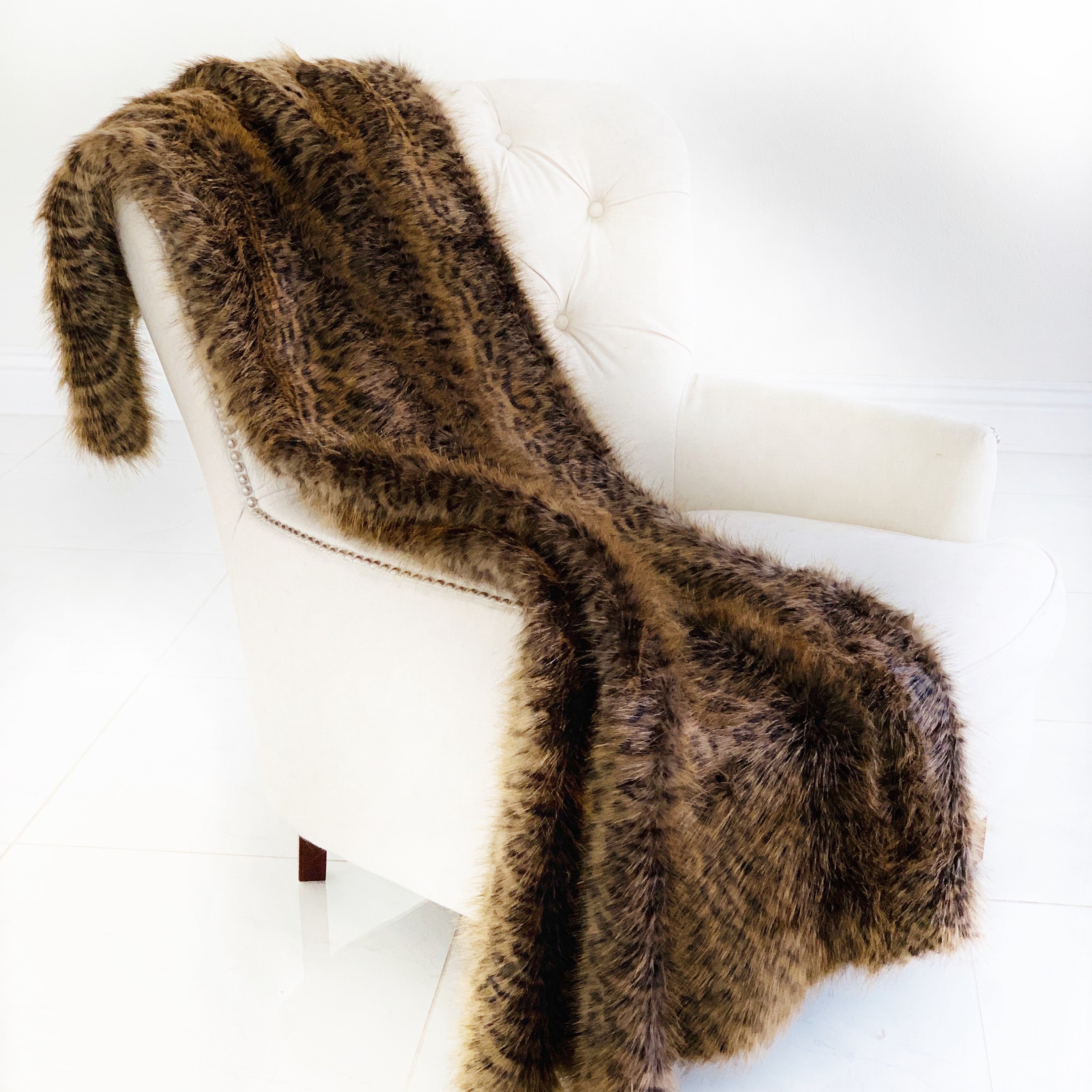 Plush Tawny WildCat Handmade Luxury Faux Fur Throw-1