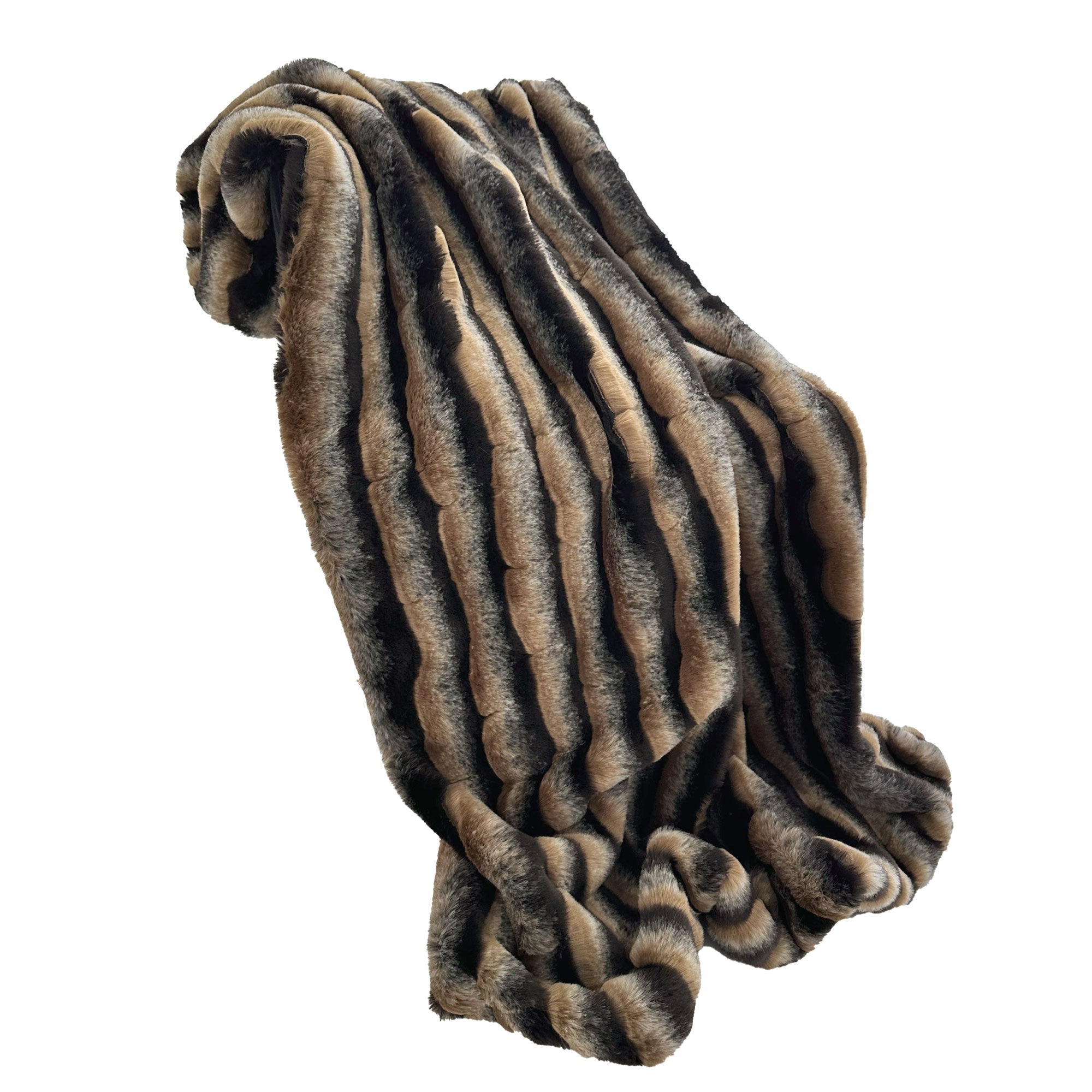 Taupe and Black Wild Wolf Plush Handmade Luxury Faux Fur Throw-1