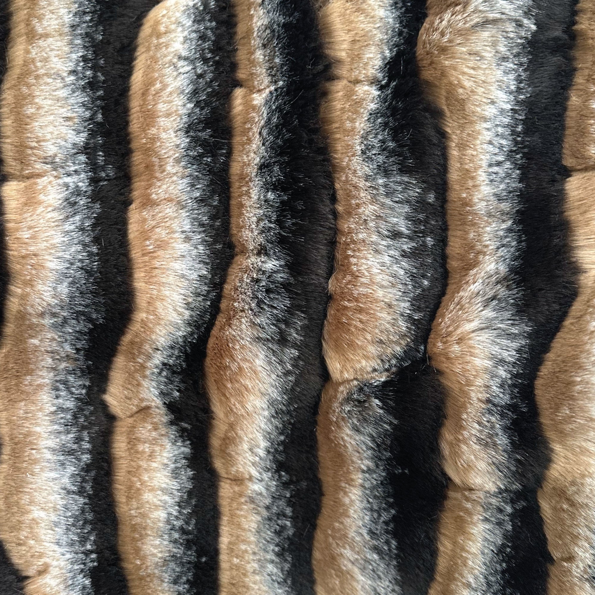 Taupe and Black Wild Wolf Plush Handmade Luxury Faux Fur Throw-2