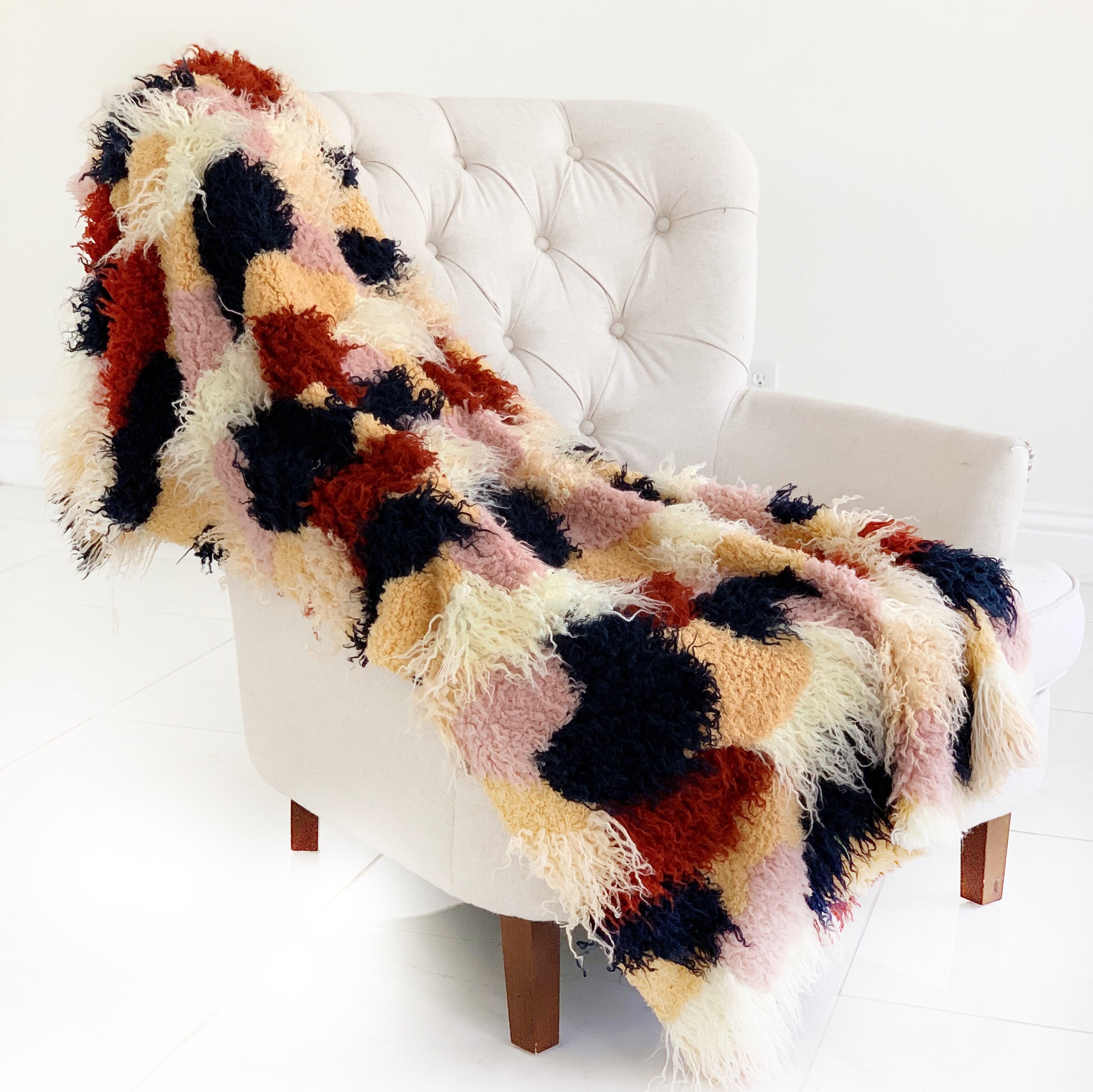 Fanciful Boho Plush Handmade Luxury Faux Fur Throw-0