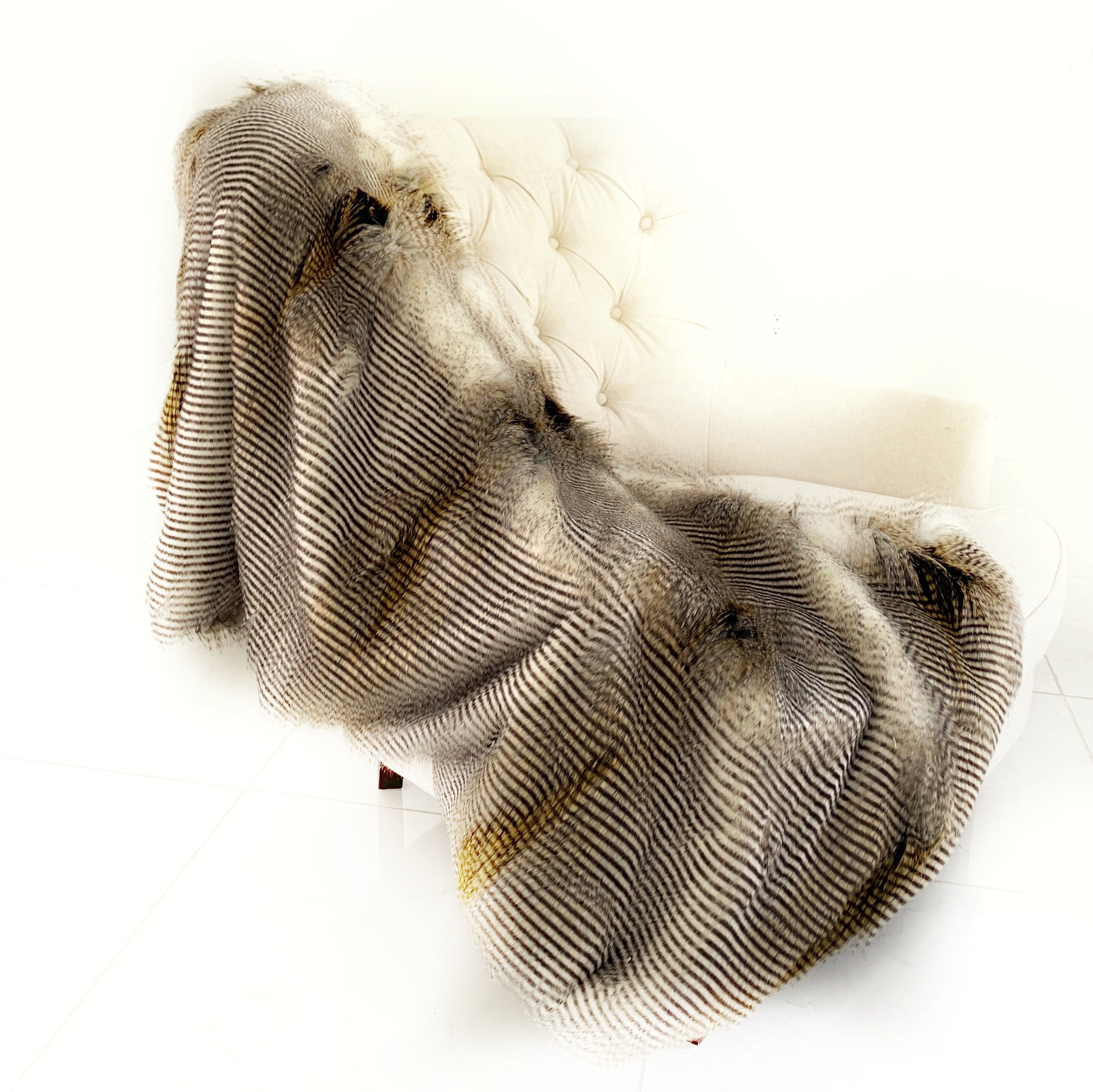 Alaskan Hawk Faux Fur Handmade Luxury Throw-0