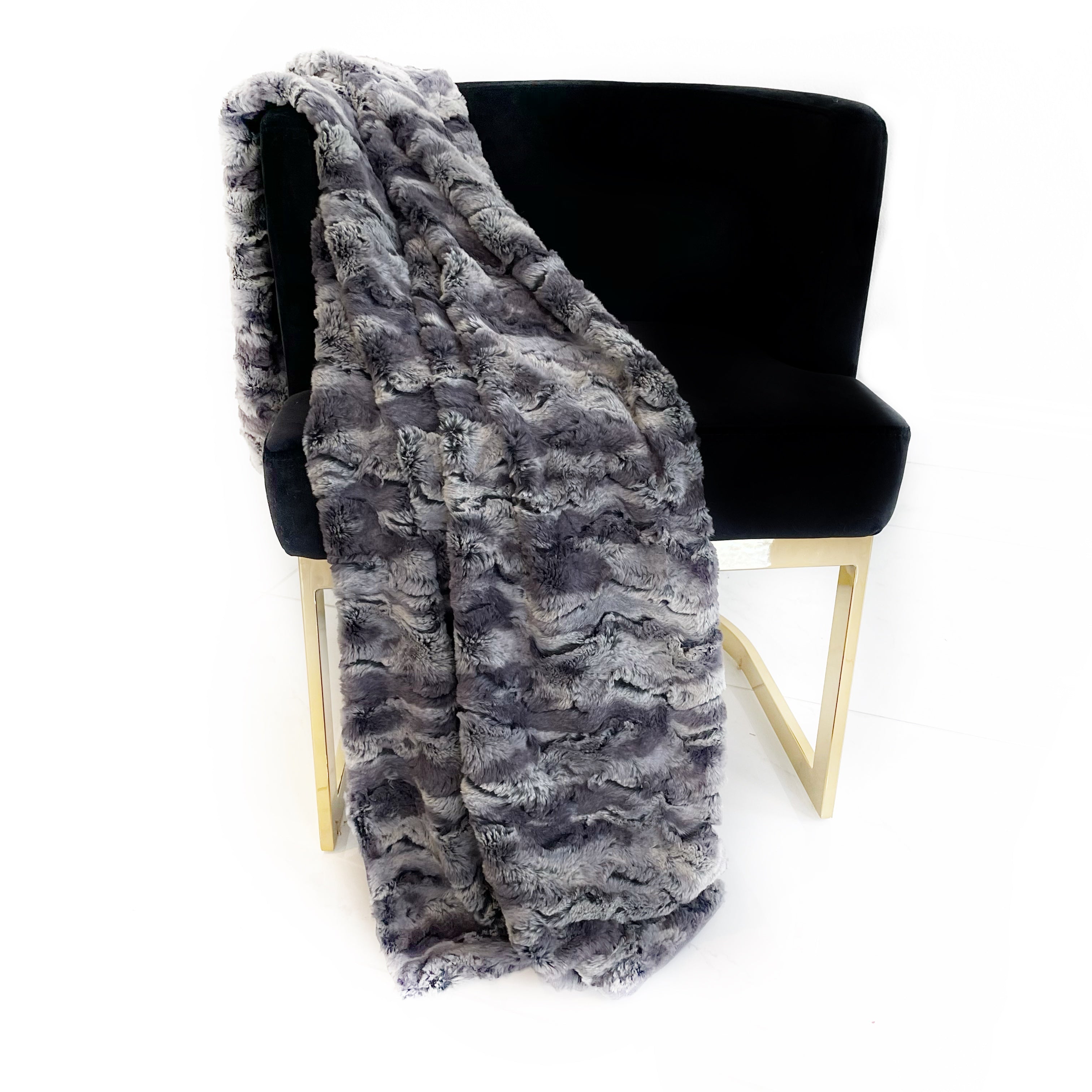 Plutus Metal Wild Rabbit Faux Fur Luxury Throw Blanket-2