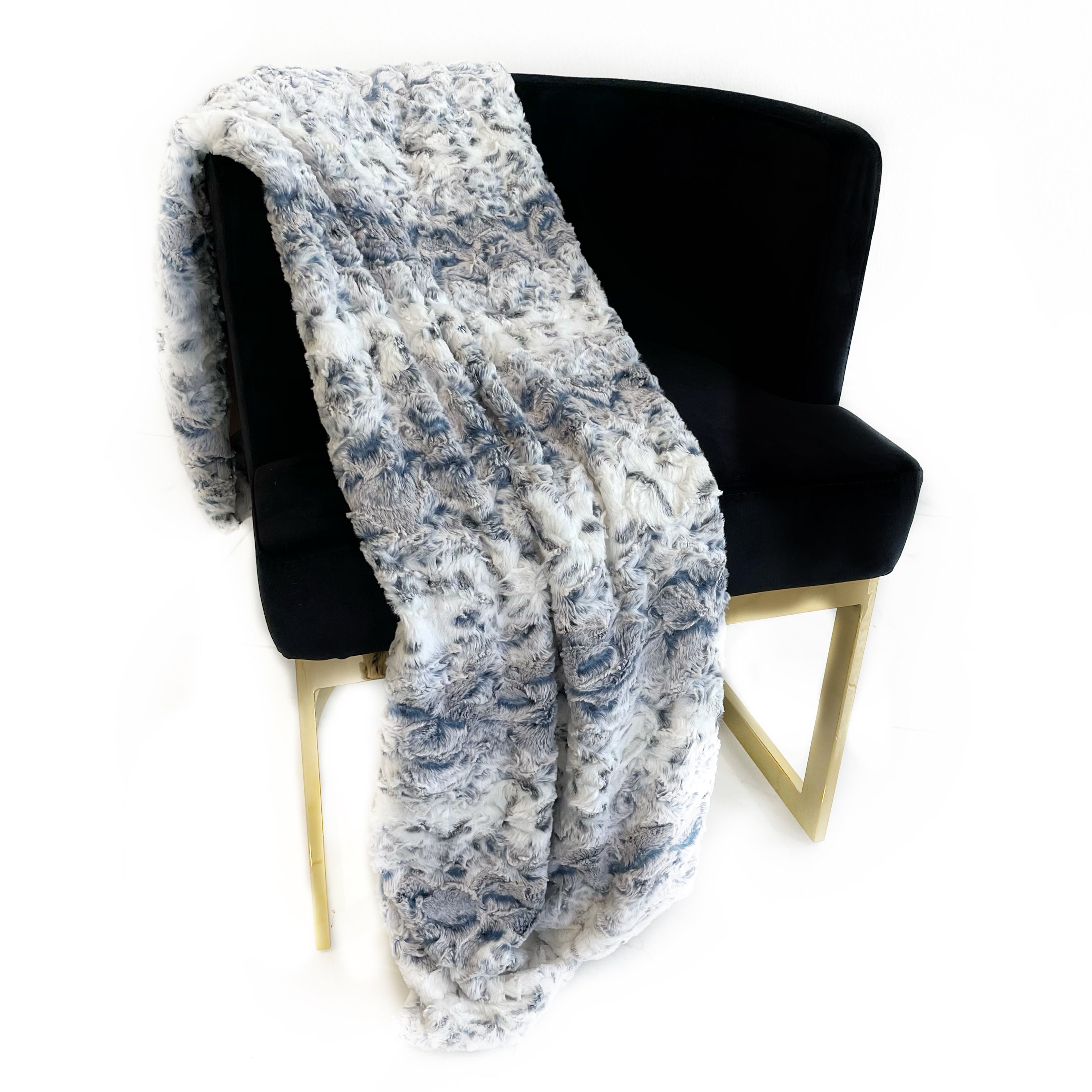 Plutus Navy Snowy Owl Faux Fur Luxury Throw Blanket-2