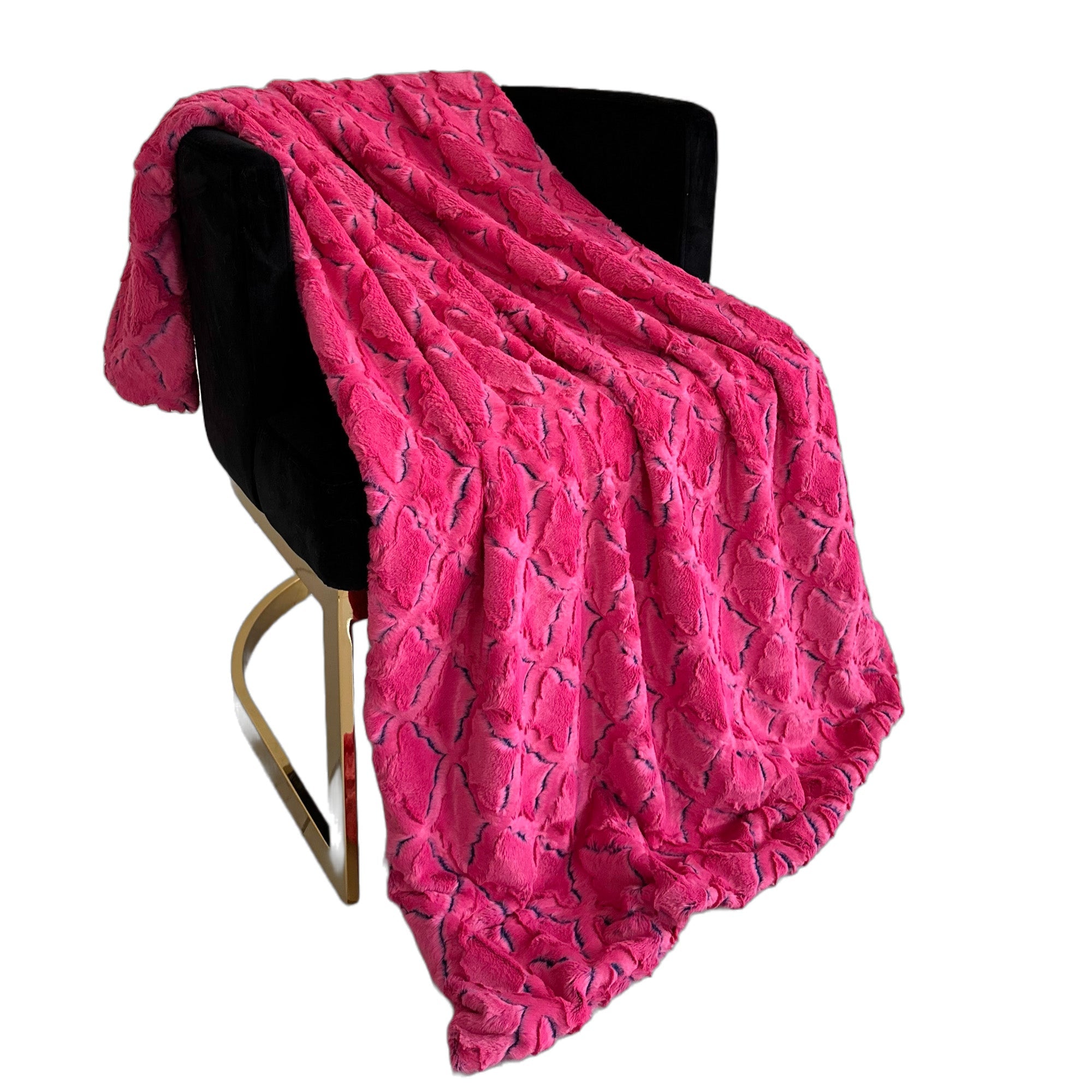 Plutus Fuchsia Purple Diamond Faux Fur Luxury Throw Blanket-0