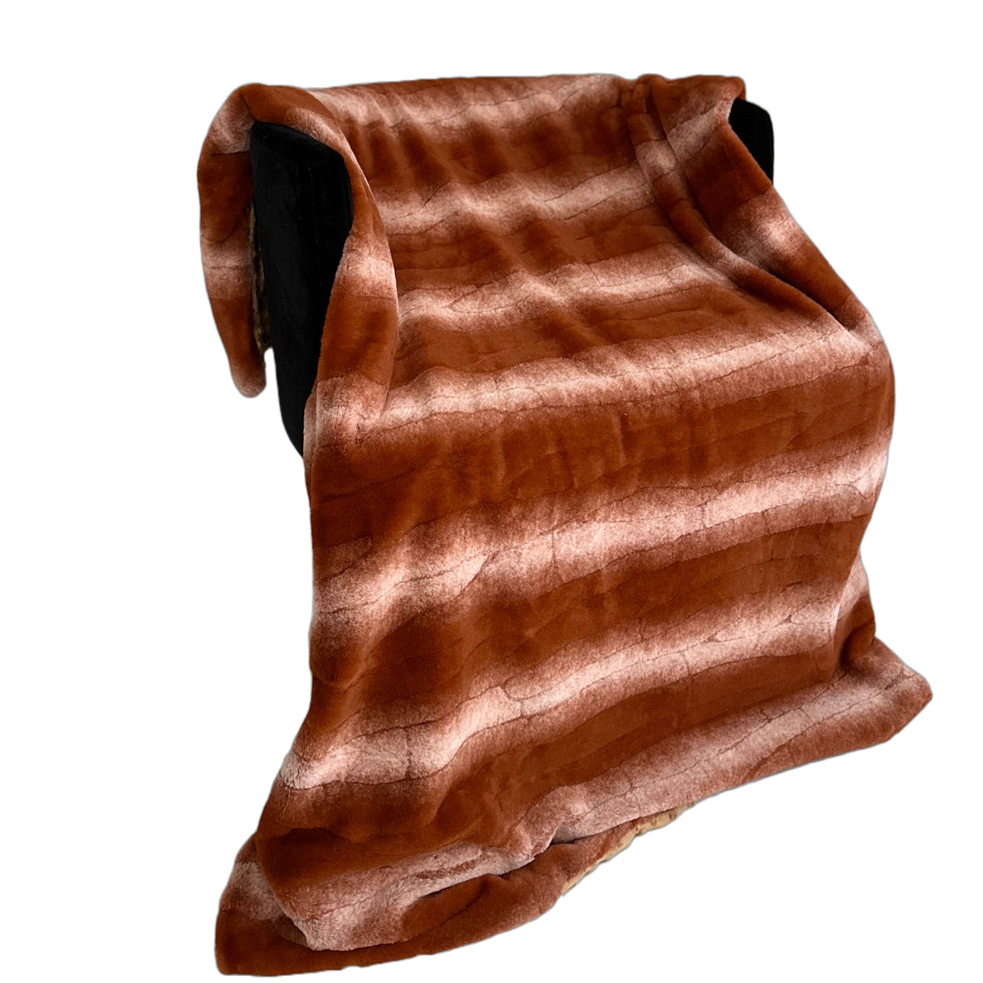 Plutus Orange Brown Furever Faux Fur Luxury Throw Blanket-2