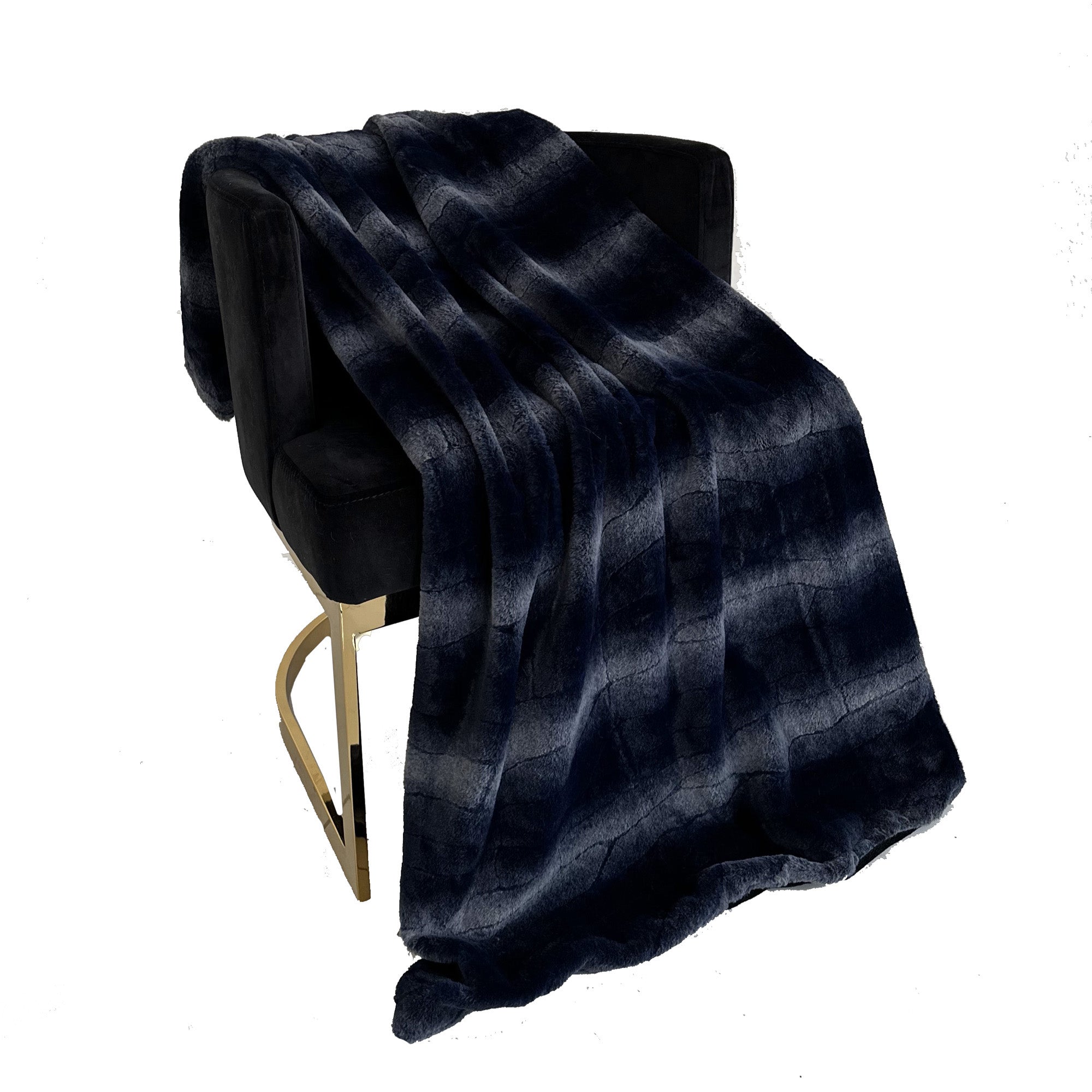 Plutus Blue Ink Furever Faux Fur Luxury Throw Blanket-2