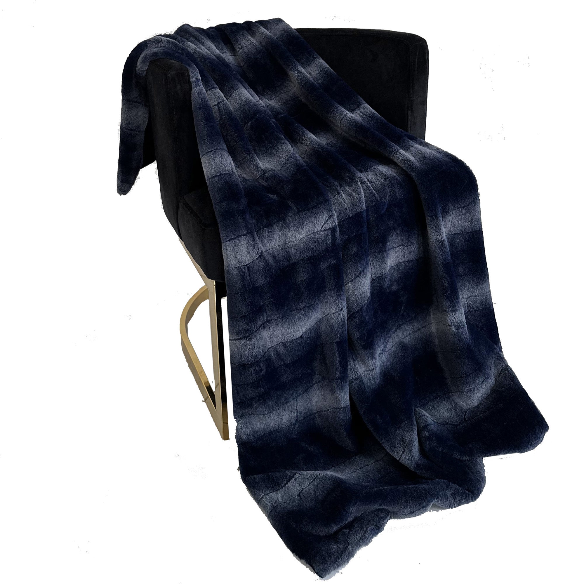 Plutus Blue Ink Furever Faux Fur Luxury Throw Blanket-0