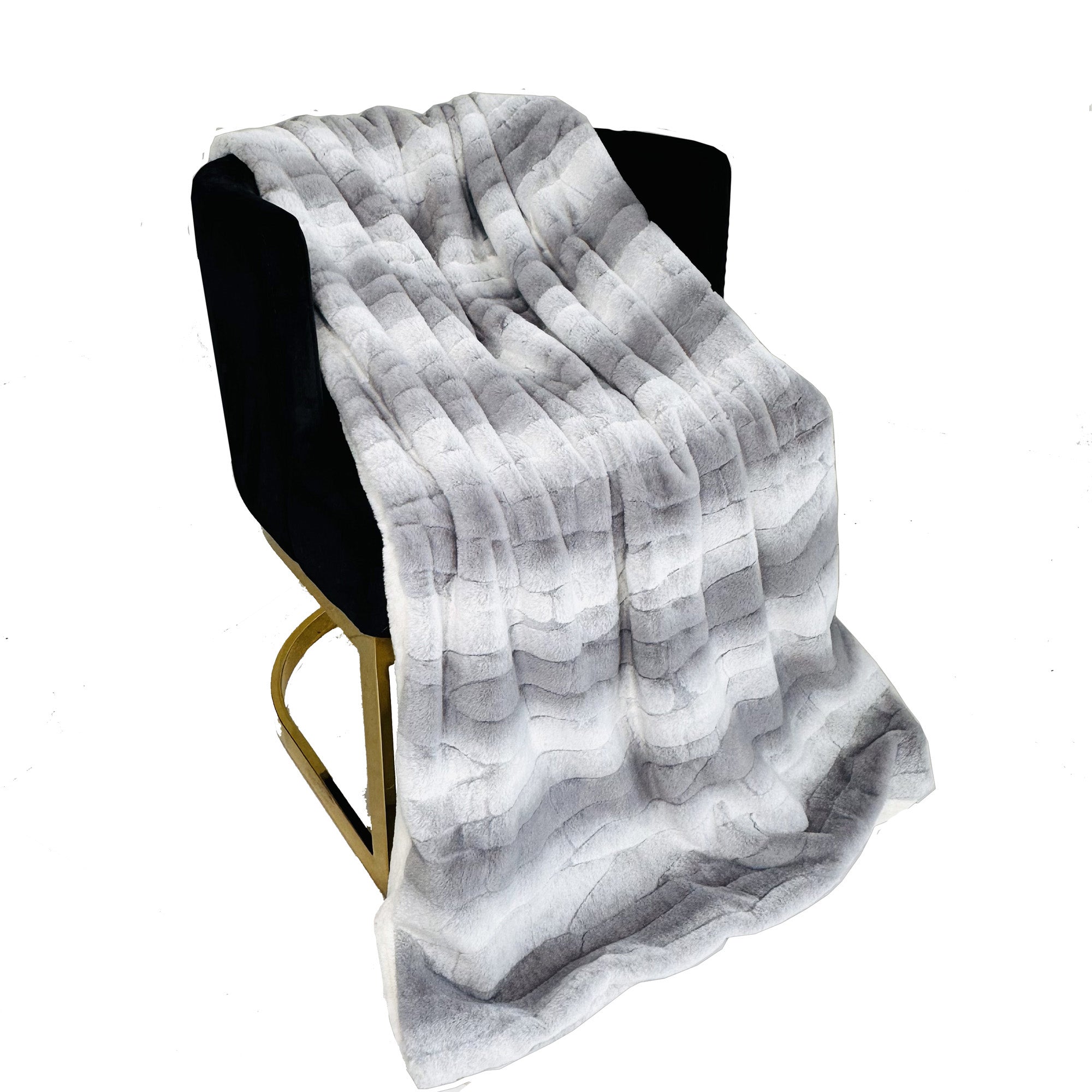 Plutus Gray Silver Furever Faux Fur Luxury Throw Blanket-2