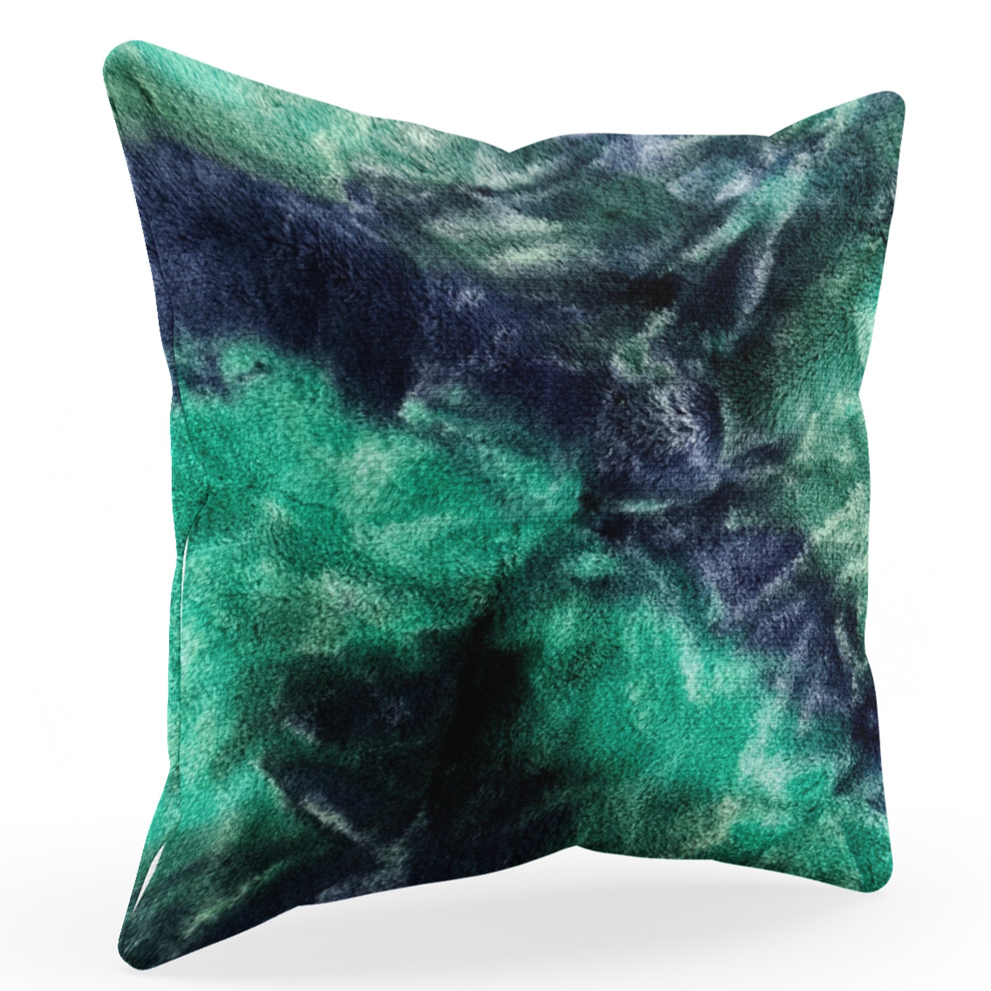 Plutus Green Blue Northern Lights Animal Faux Fur Luxury Throw Pillow-0