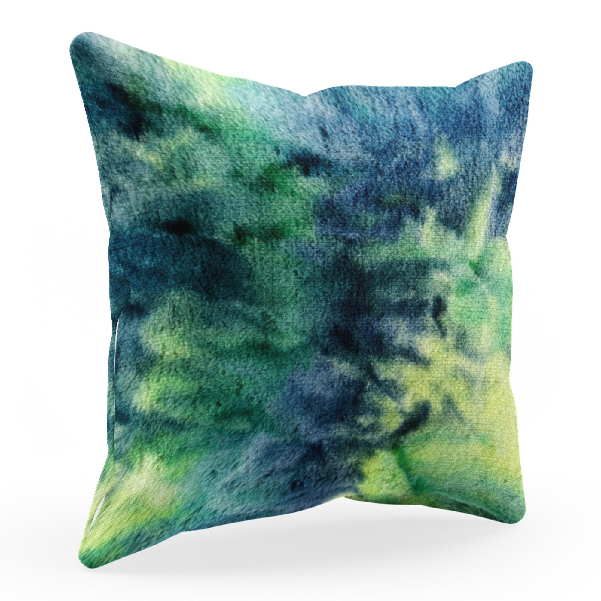 Plutus Green Yellow Blue Northern Lights Animal Faux Fur Luxury Throw Pillow-0