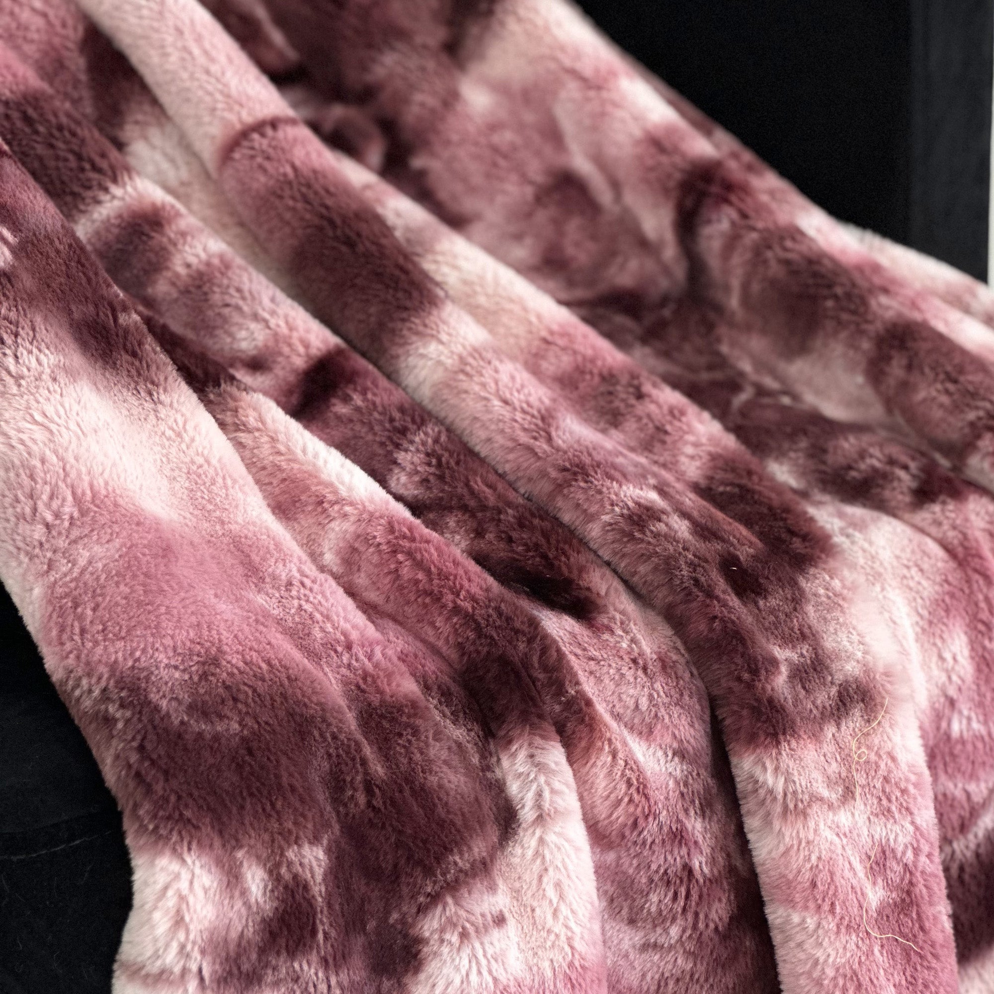 Plutus Rose Fureal Faux Fur Luxury Throw Blanket-1