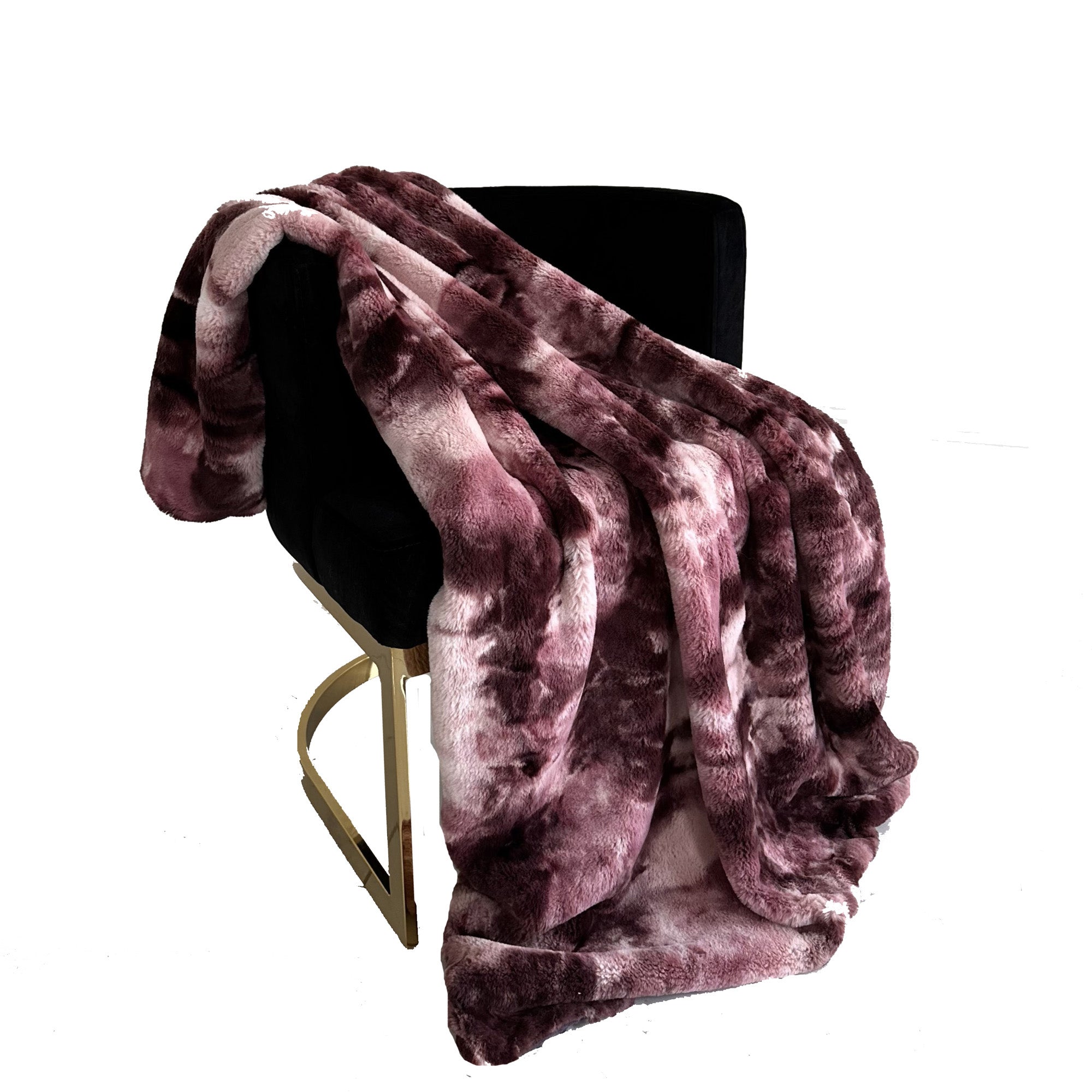 Plutus Rose Fureal Faux Fur Luxury Throw Blanket-0