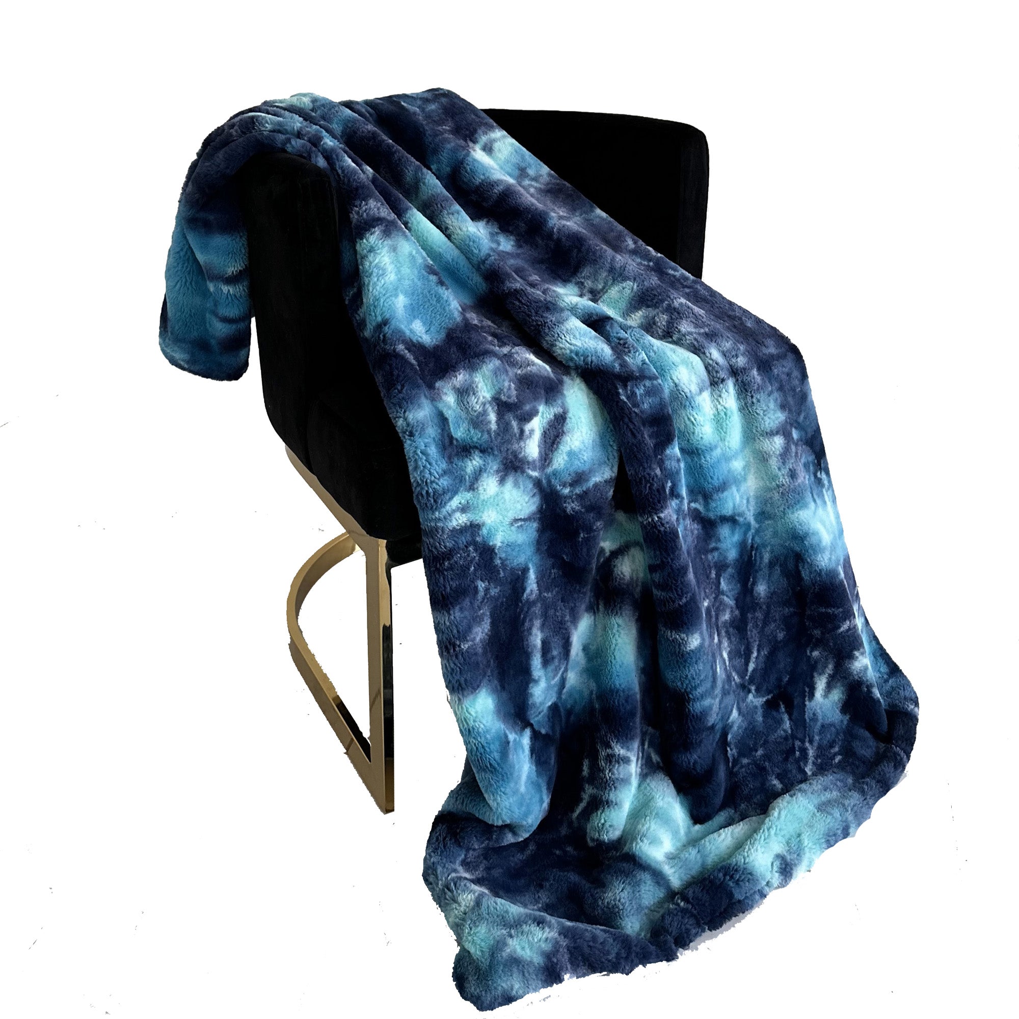 Plutus Blue Fureal Faux Fur Luxury Throw Blanket-0