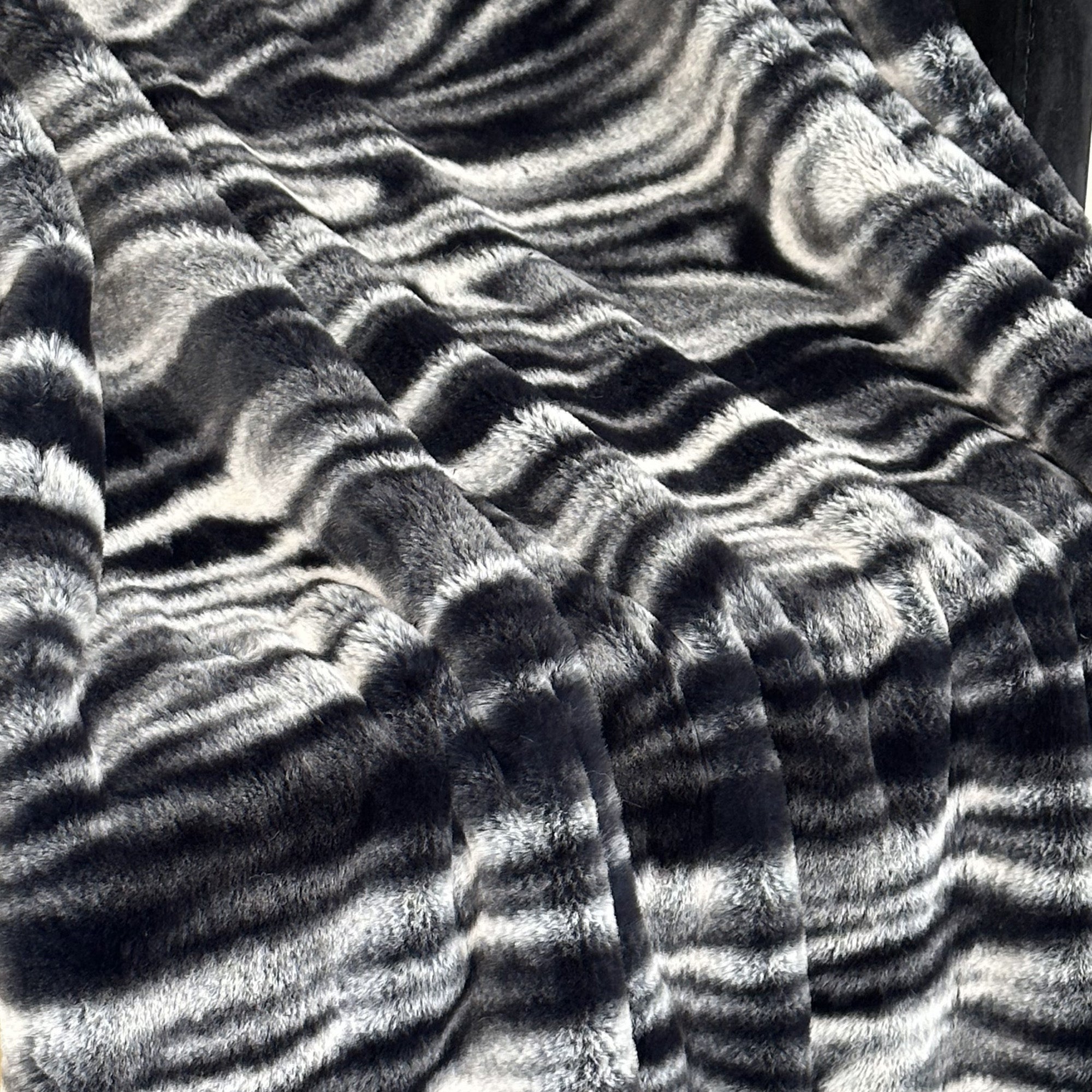 Plutus Black White Galaxy Faux Fur Luxury Throw Blanket-1