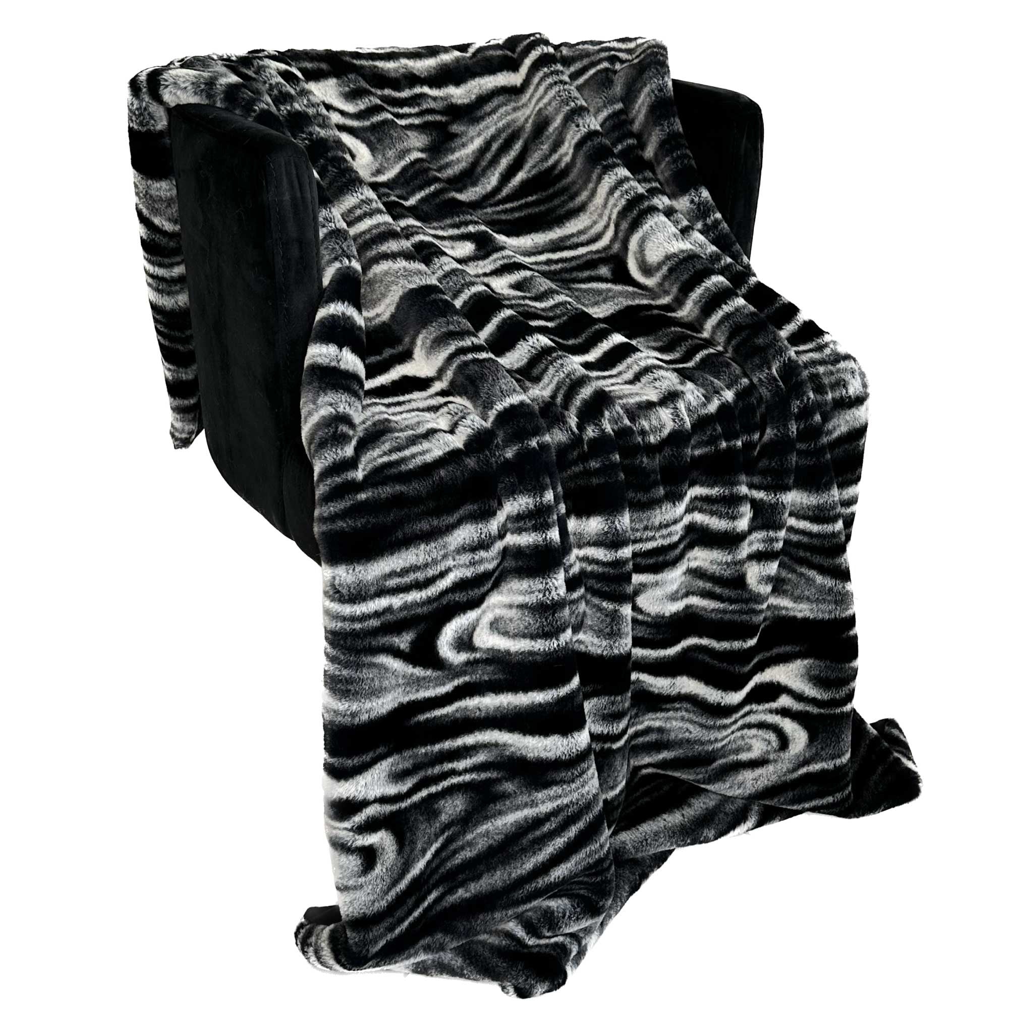 Plutus Black White Galaxy Faux Fur Luxury Throw Blanket-2