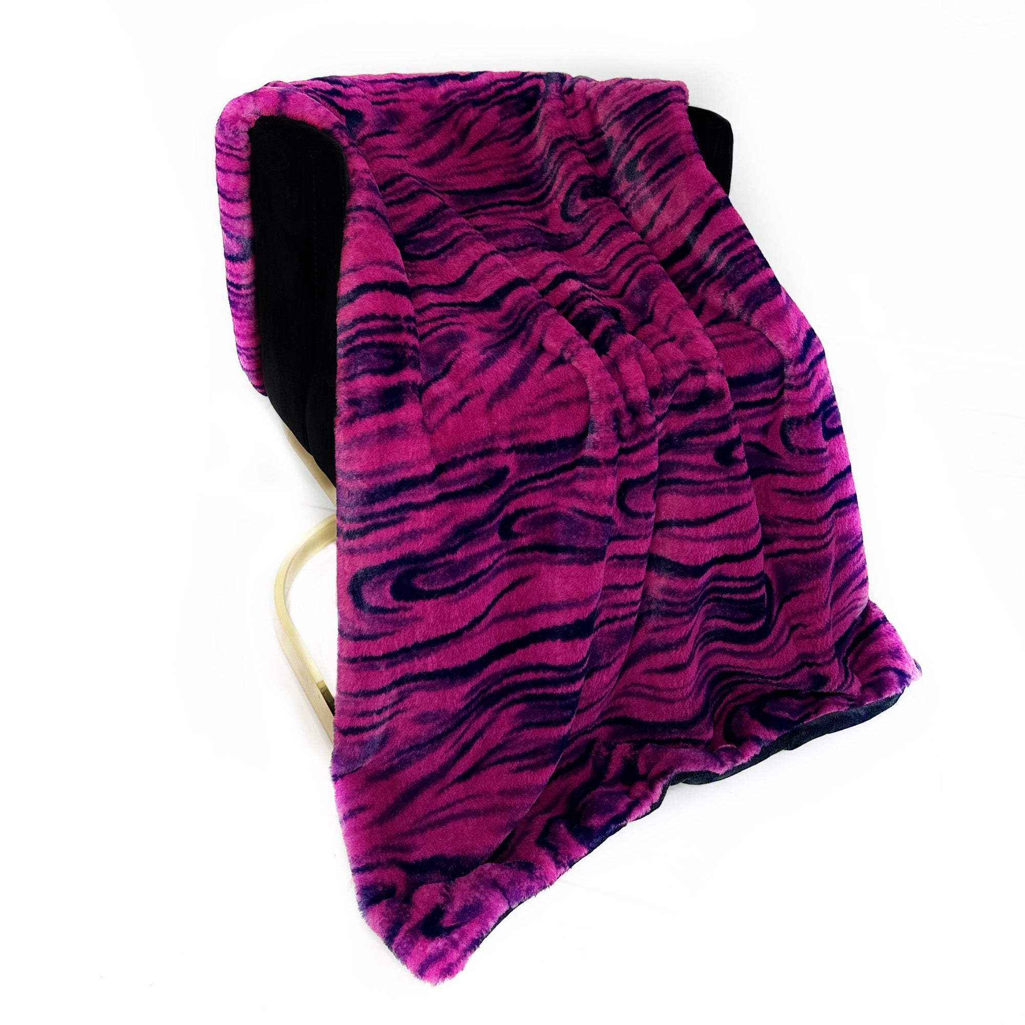 Plutus Fuchsia Black Galaxy Faux Fur Luxury Throw Blanket-1