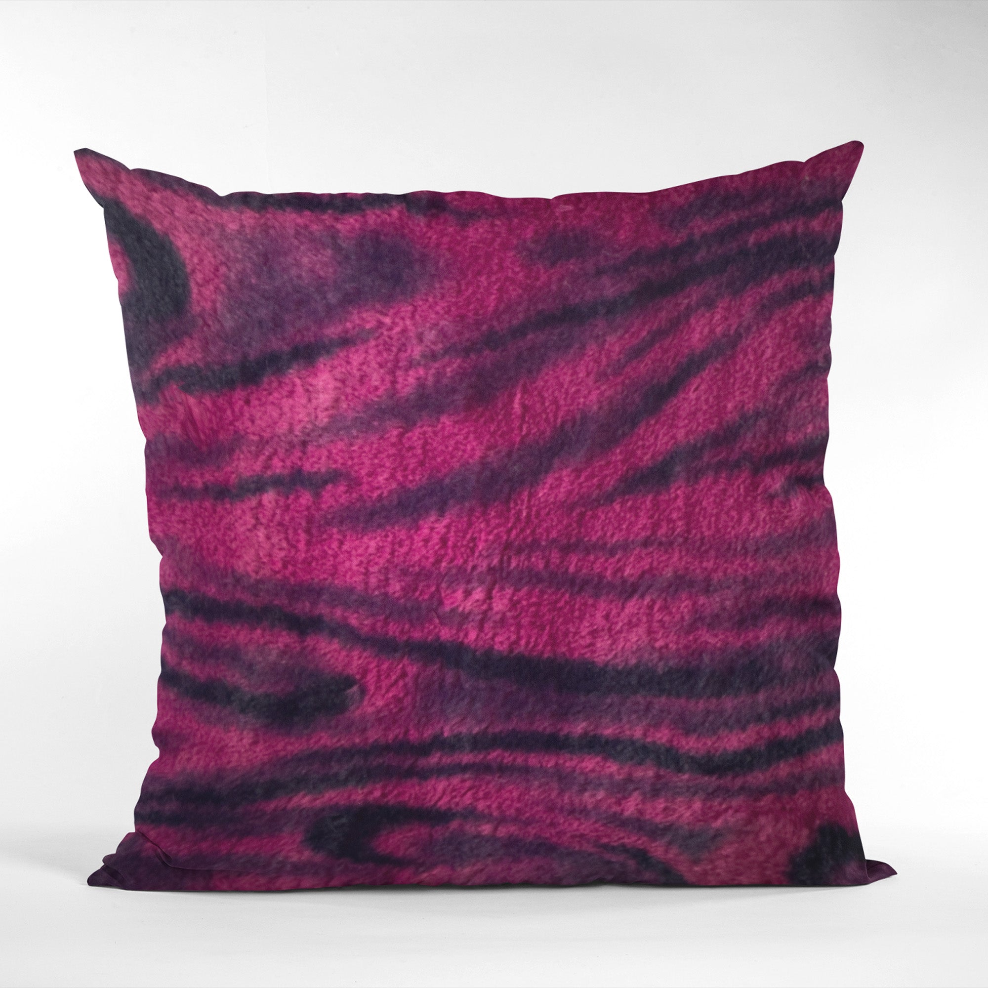 Plutus Fuchsia Black Galaxy Animal Faux Fur Luxury Throw Pillow-1