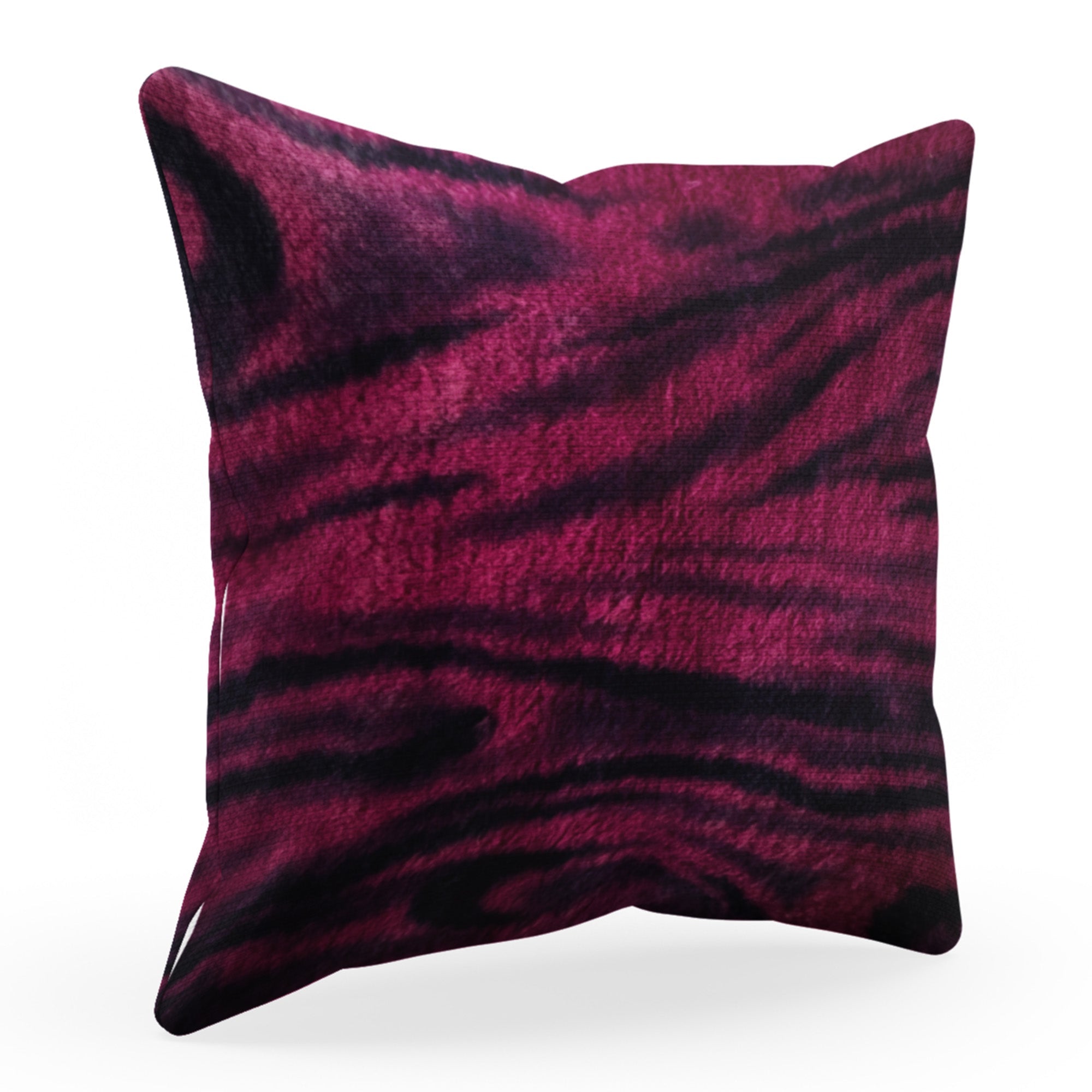 Plutus Fuchsia Black Galaxy Animal Faux Fur Luxury Throw Pillow-0