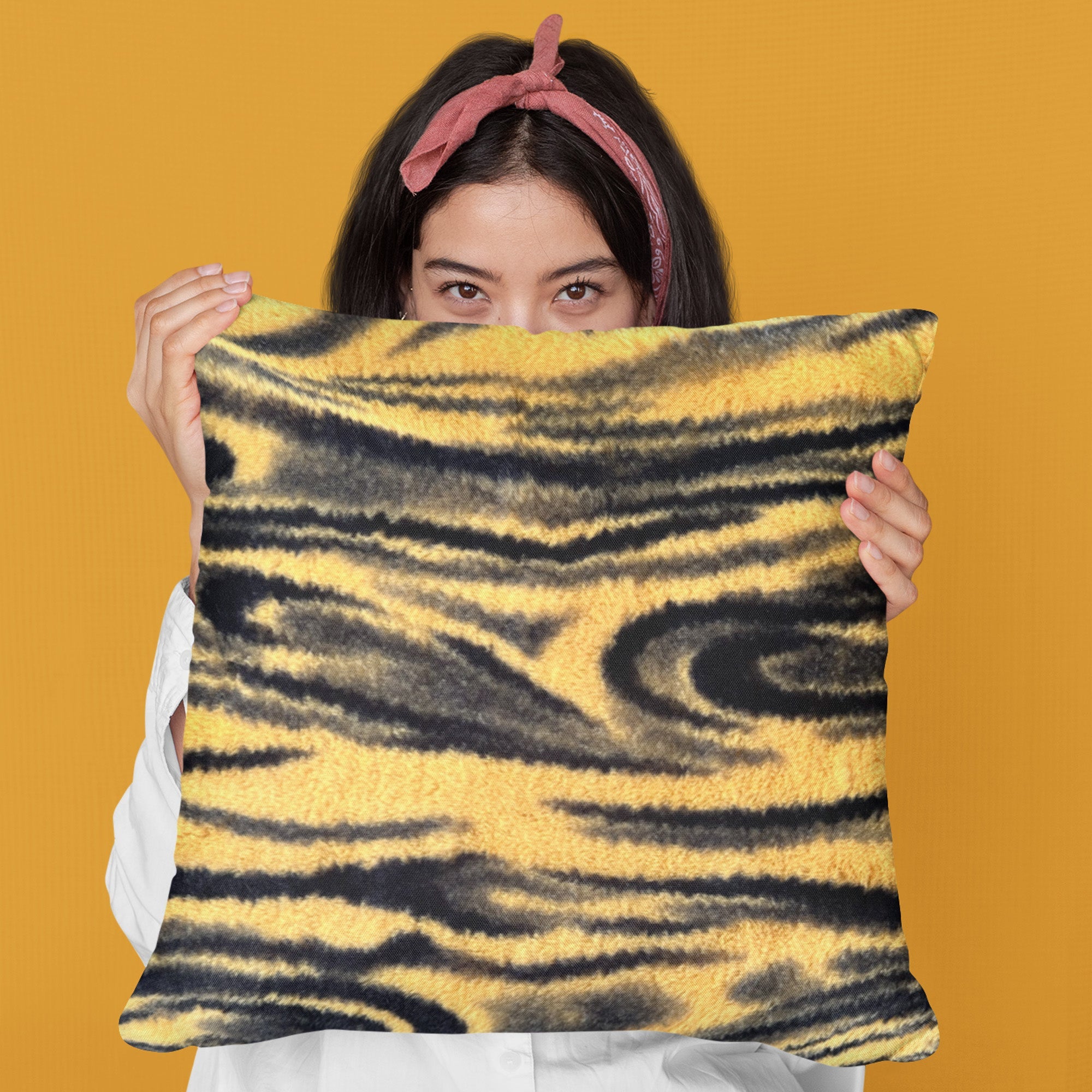 Plutus Yellow Galaxy Animal Faux Fur Luxury Throw Pillow-4