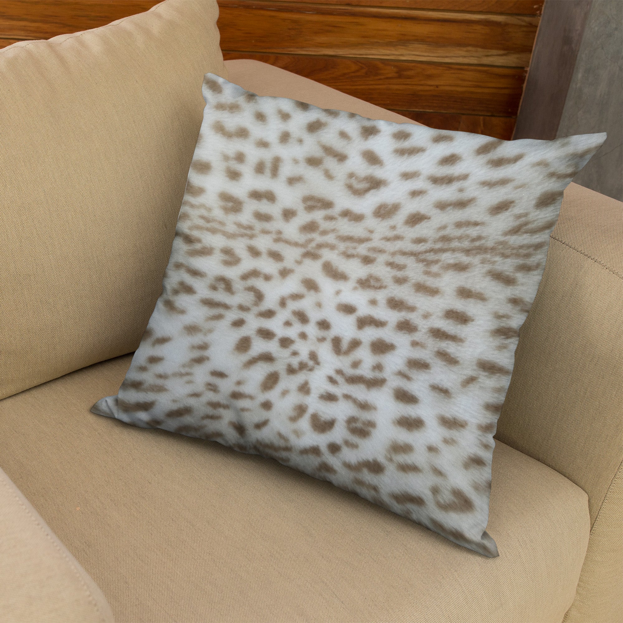 Plutus Brown Taupe Savannah Cat Animal Faux Fur Luxury Throw Pillow-4