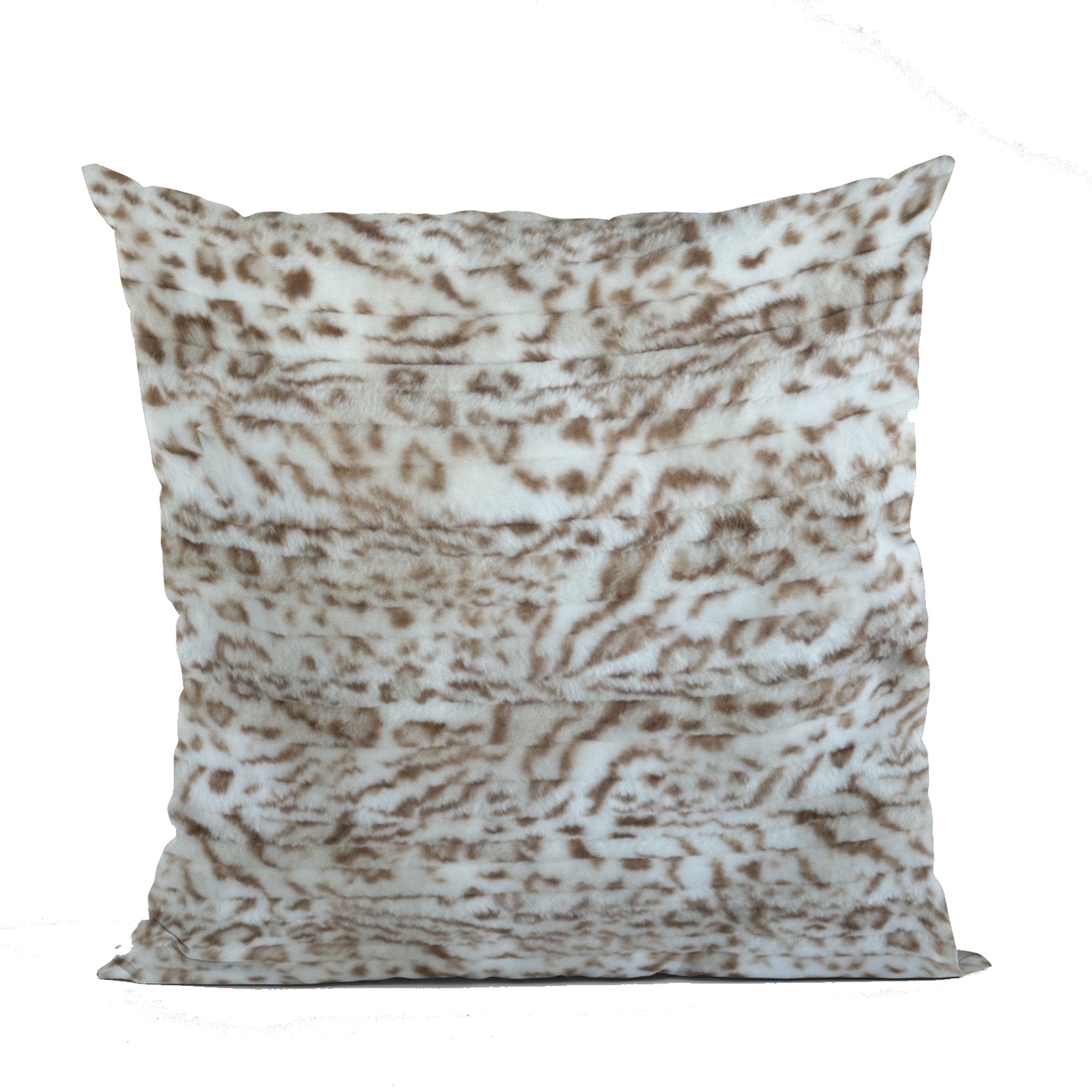 Plutus Light Brown Luxe Lash Animal Faux Fur Luxury Throw Pillow-0