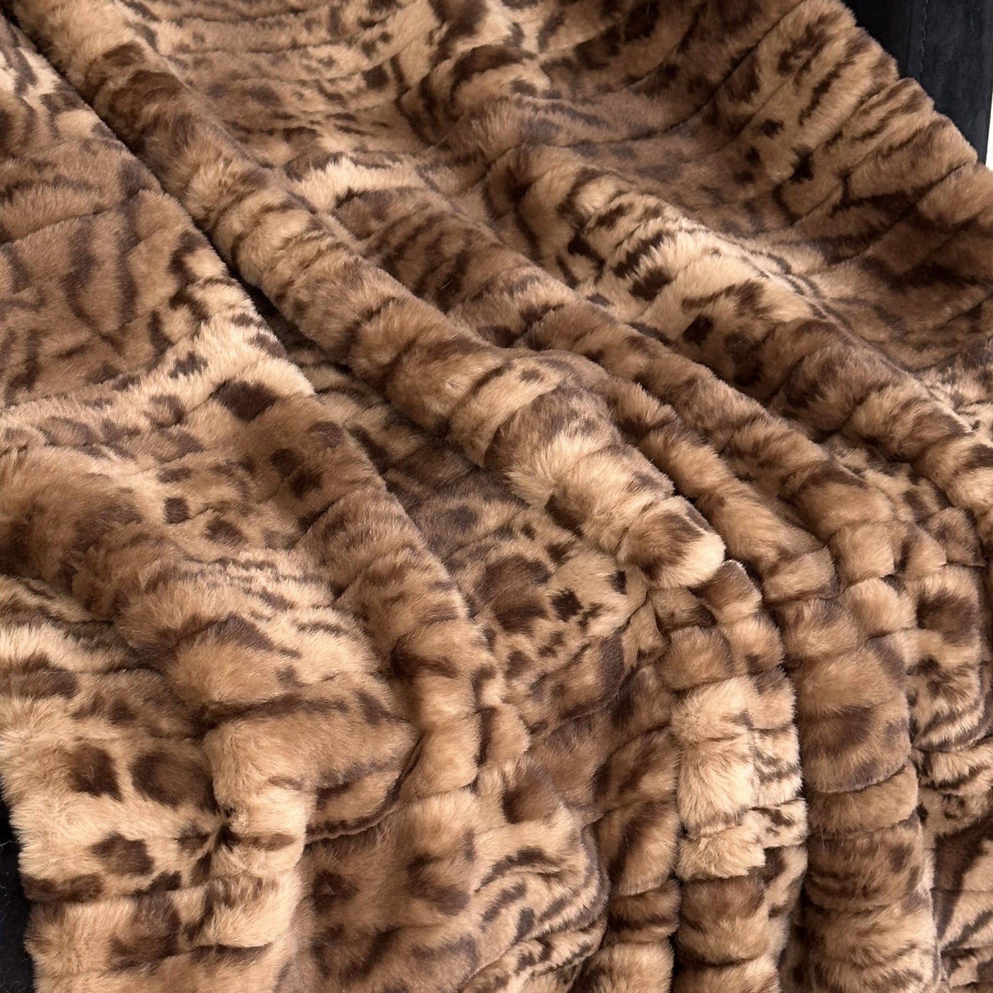 Plutus Brown Luxe Lash Faux Fur Luxury Throw Blanket-1