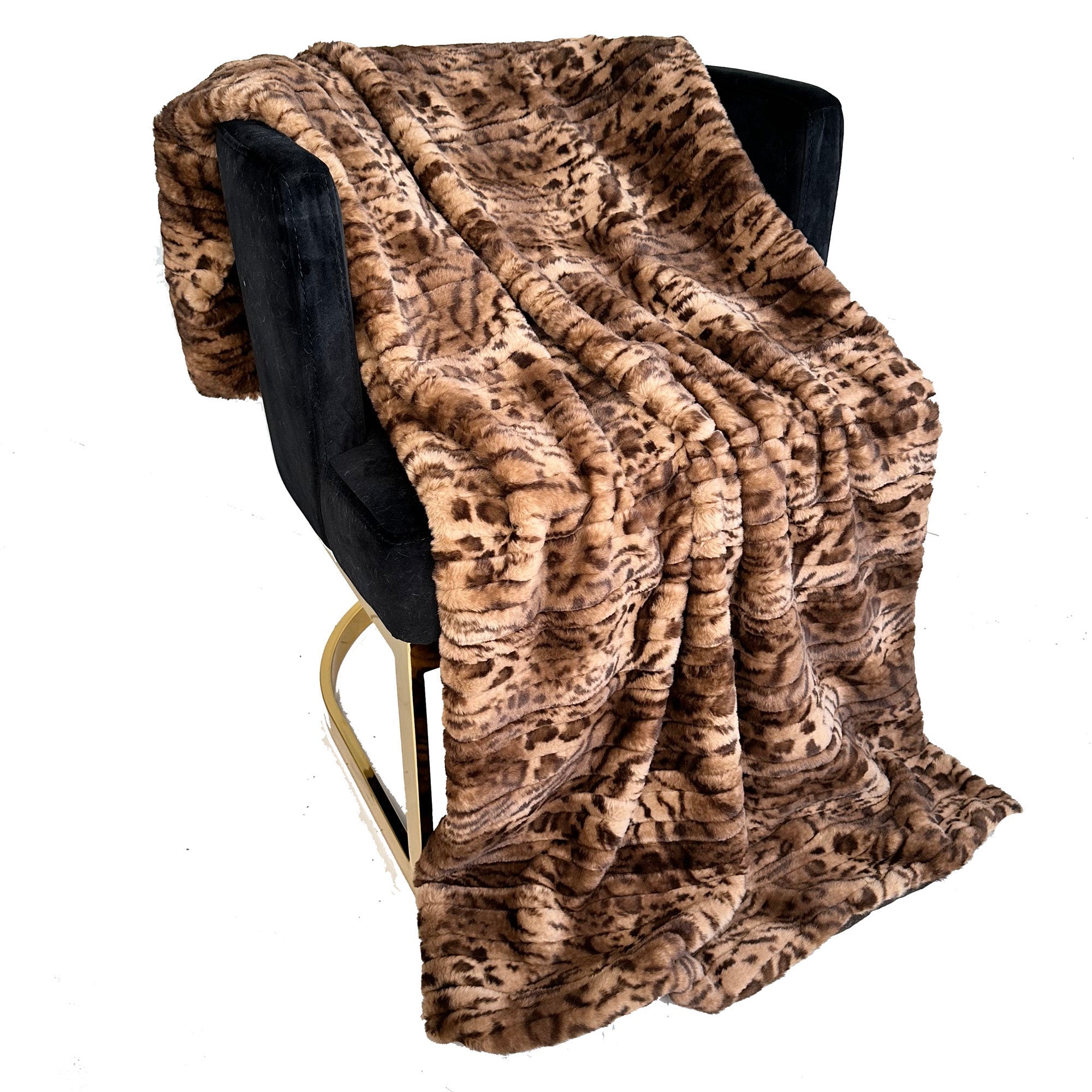 Plutus Brown Luxe Lash Faux Fur Luxury Throw Blanket-2