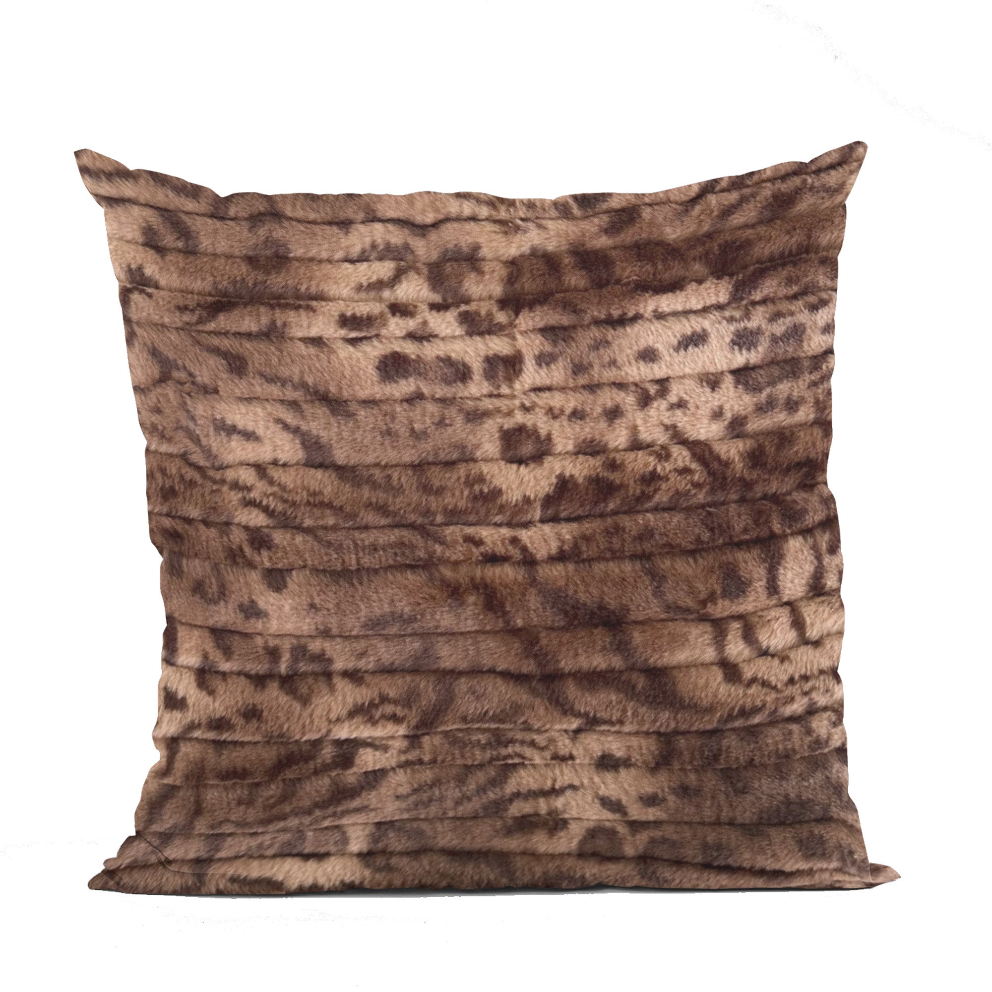 Plutus Brown Luxe Lash Animal Faux Fur Luxury Throw Pillow-0