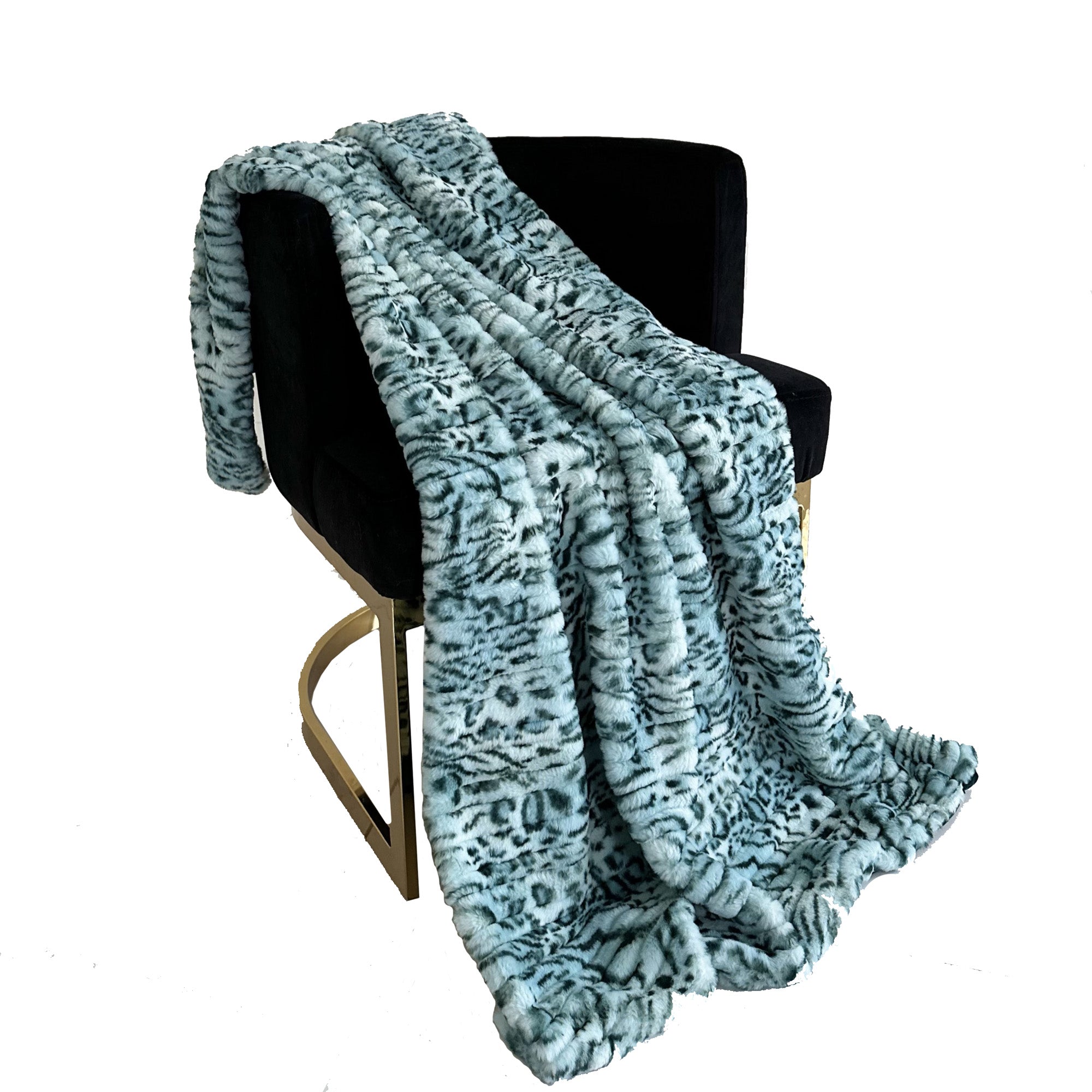 Plutus Green Luxe Lash Faux Fur Luxury Throw Blanket-0