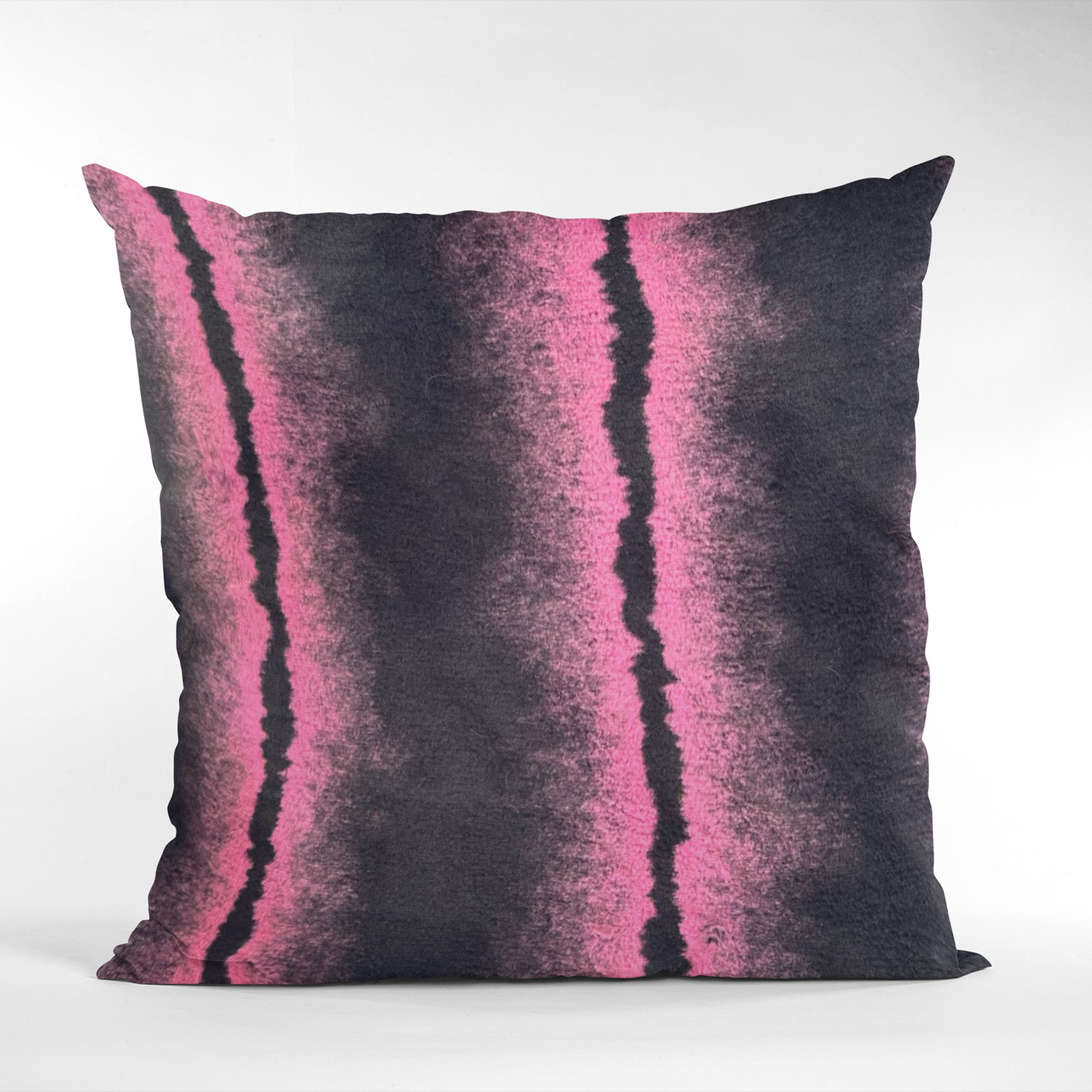 Plutus Fuchsia Black Fluffy Fields Animal Faux Fur Luxury Throw Pillow-1